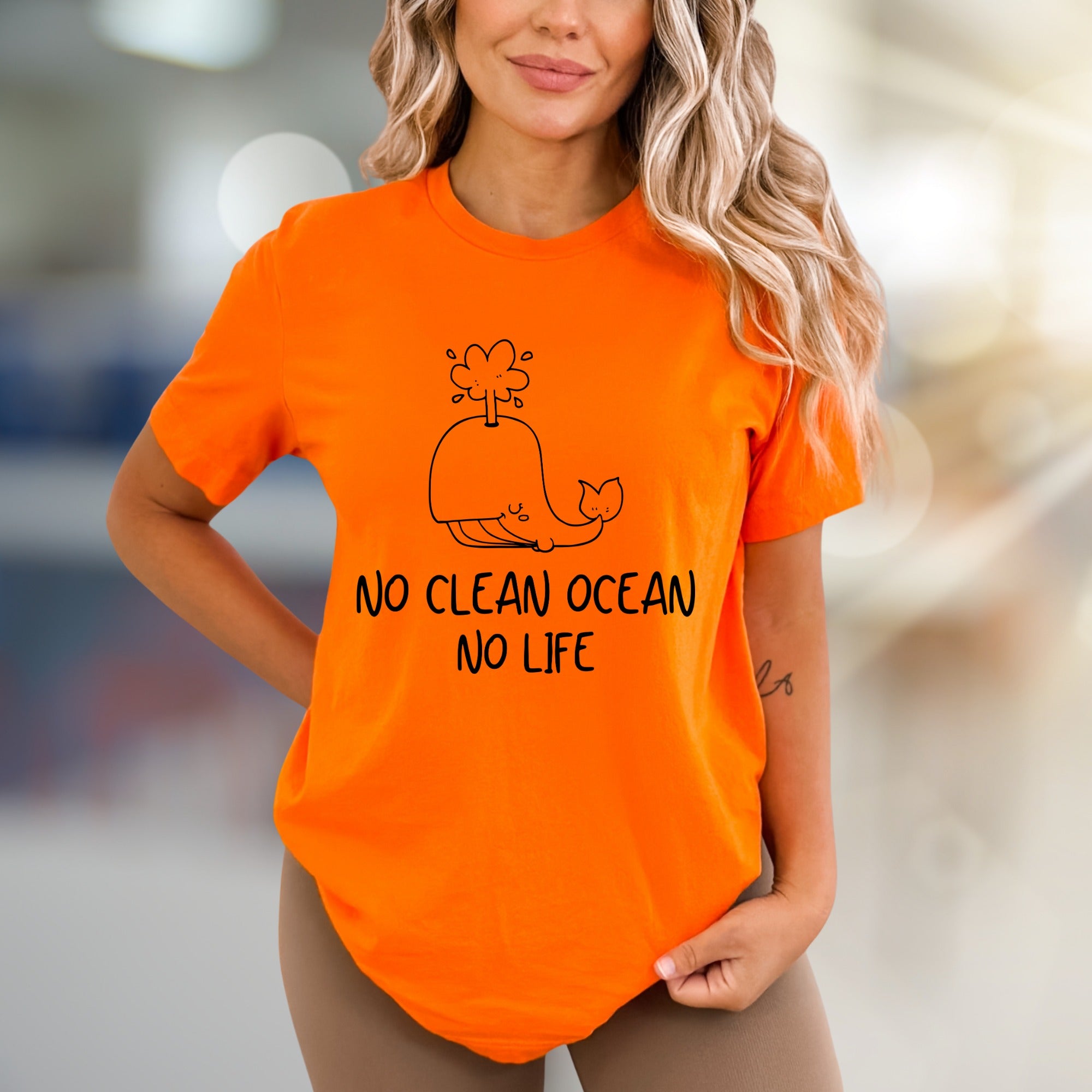 "NO CLEAN OCEAN NO LIFE" Whale Graphic Tee, an Eco-Conscious Statement for Advocates