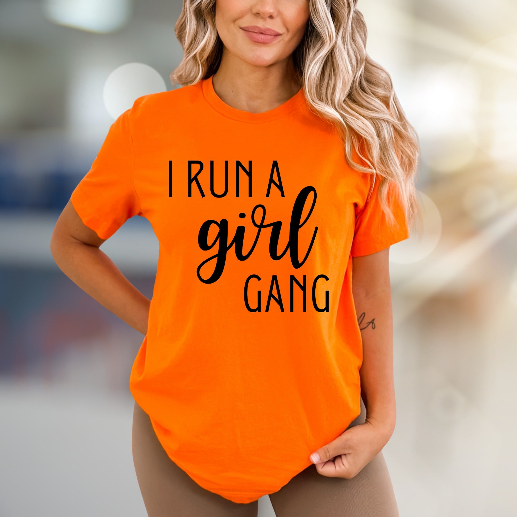 "I Run a Girl Gang" Bold Script Graphic Tee, a Statement Pick for Her