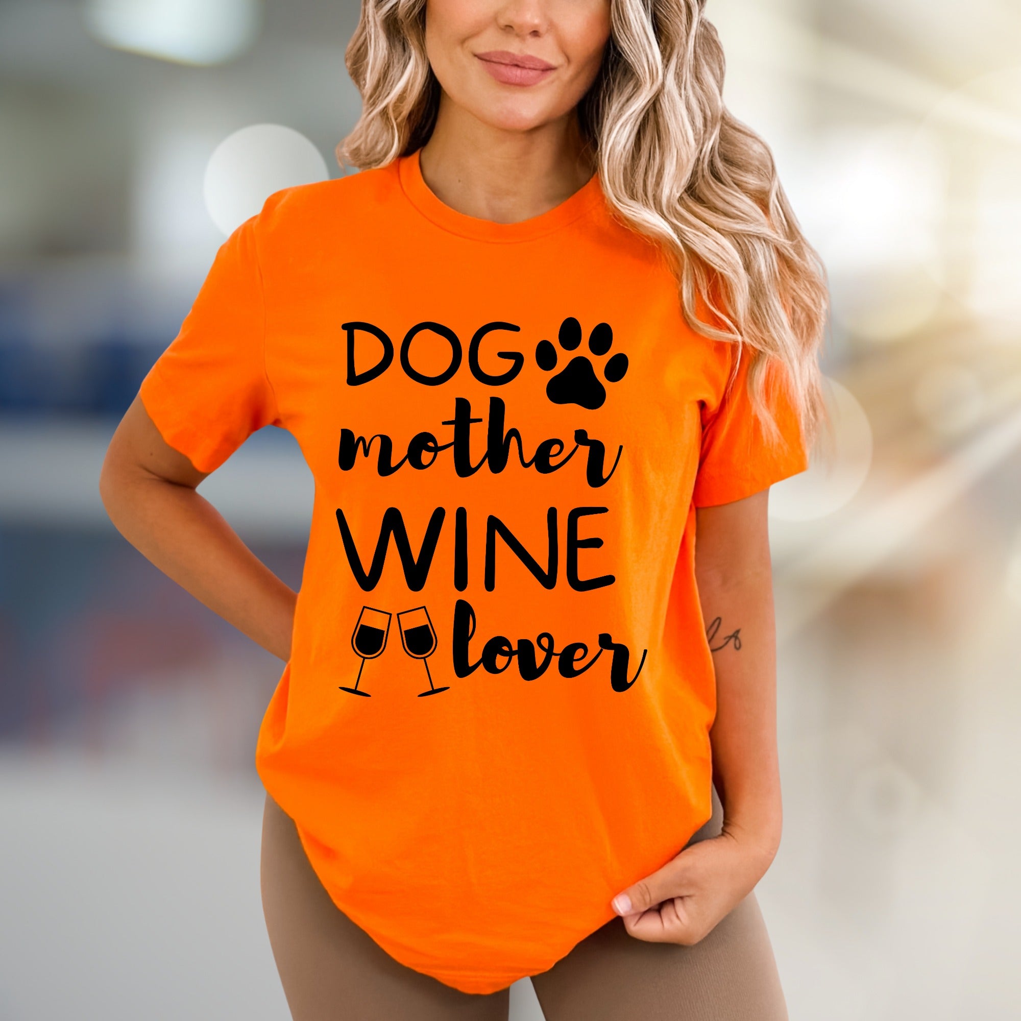 "Dog Mother Wine Lover" Pet Parent Graphic Tee, a Lifestyle Pick for Enthusiasts