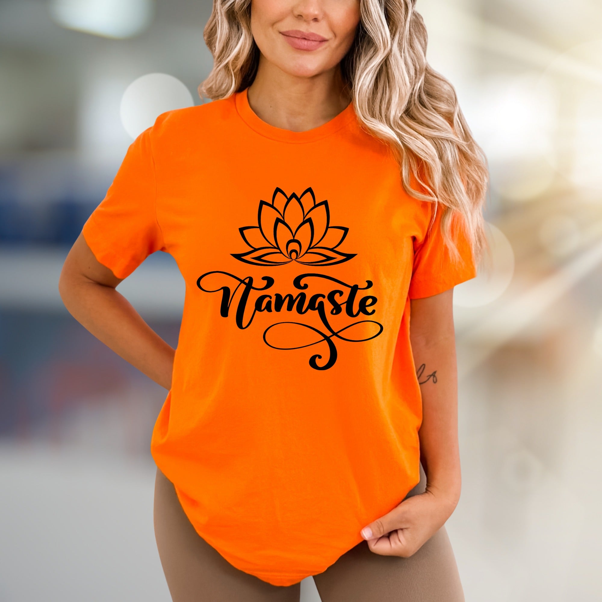 "Namaste" Lotus Flow Graphic Tee, a Zen Lifestyle Pick for Spirituality Lovers