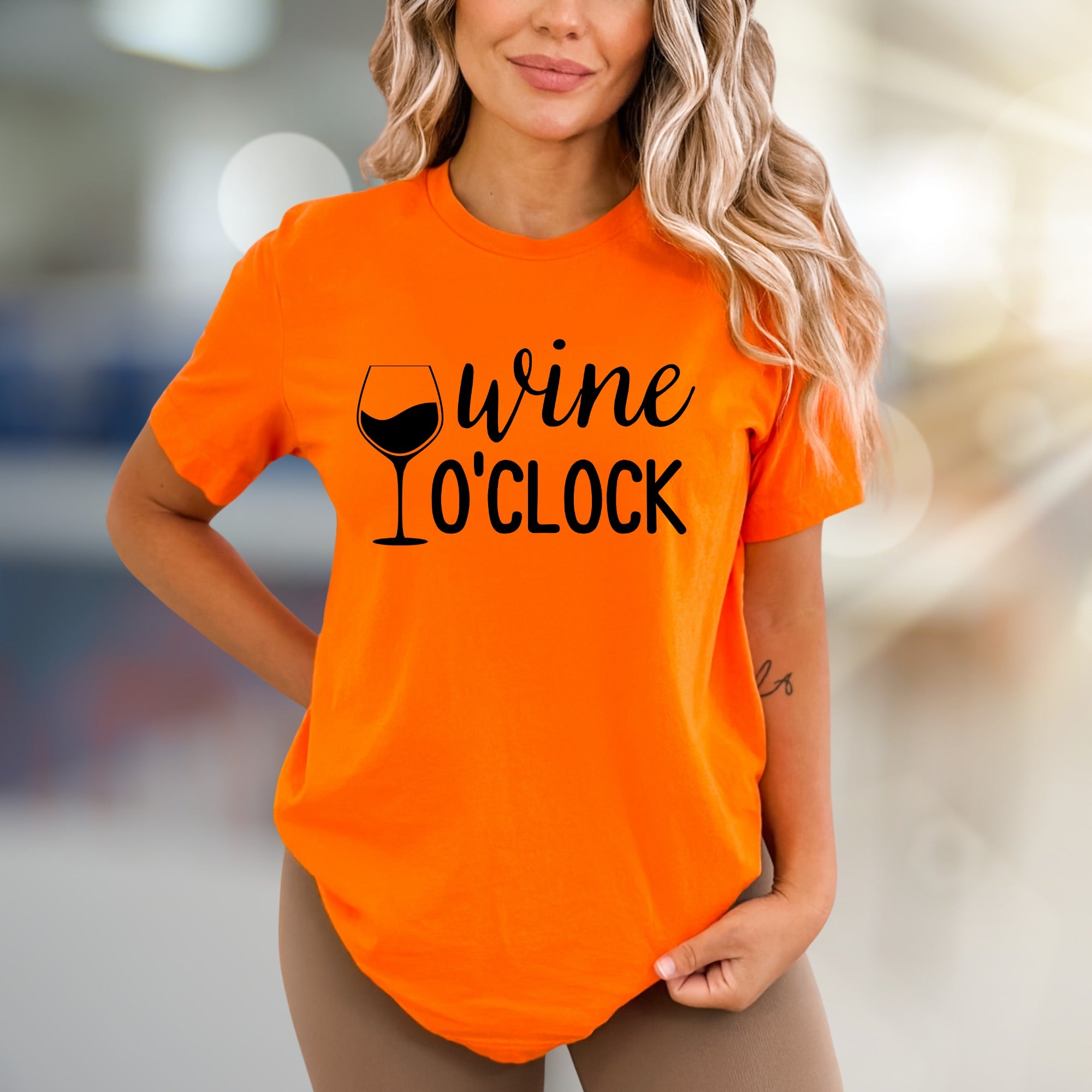 "Wine O'Clock" Relaxed Graphic Tee, a Casual Pick for Enthusiasts