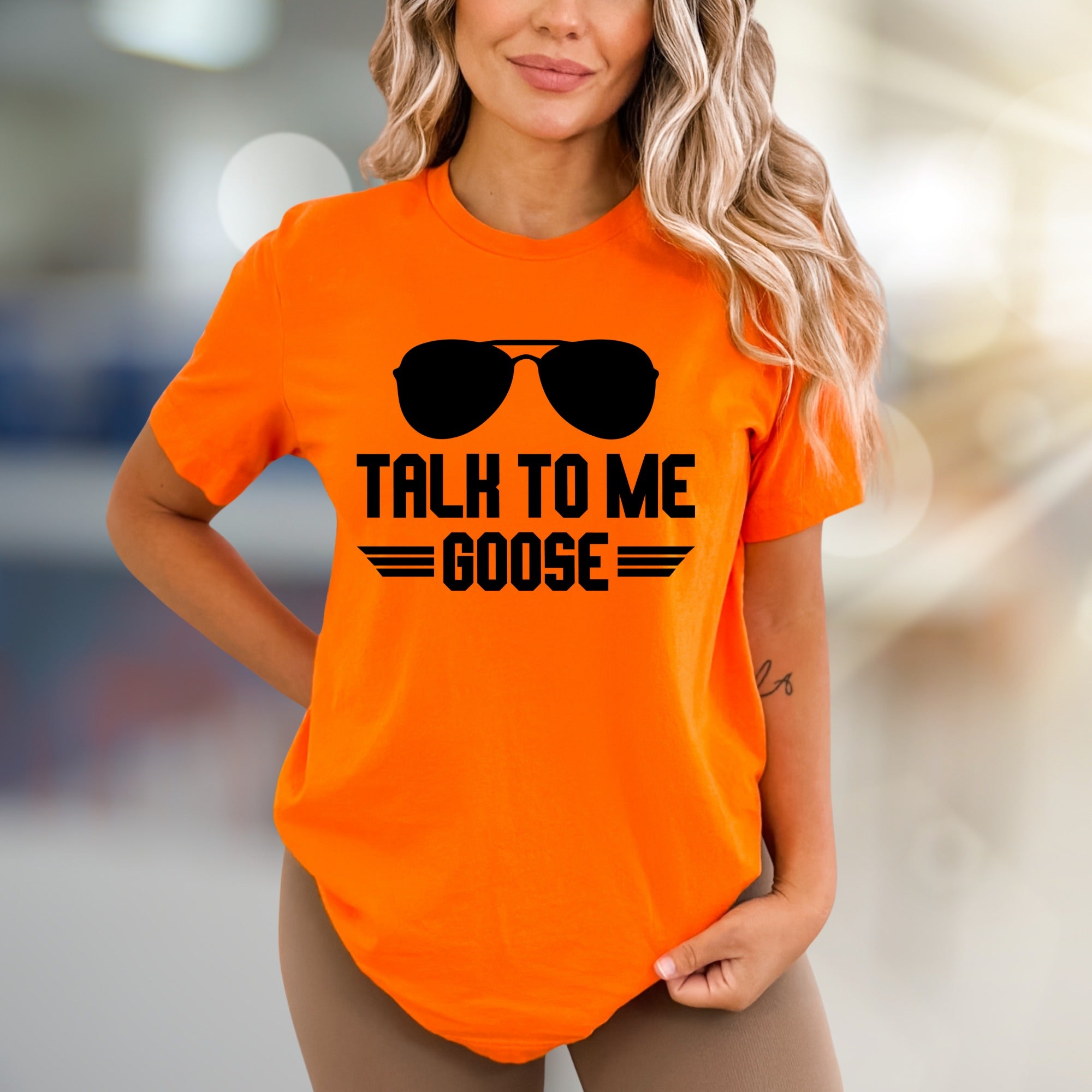"TALK TO ME GOOSE" Aviator Graphic Tee, a Maverick Fan Pick for Film Lovers