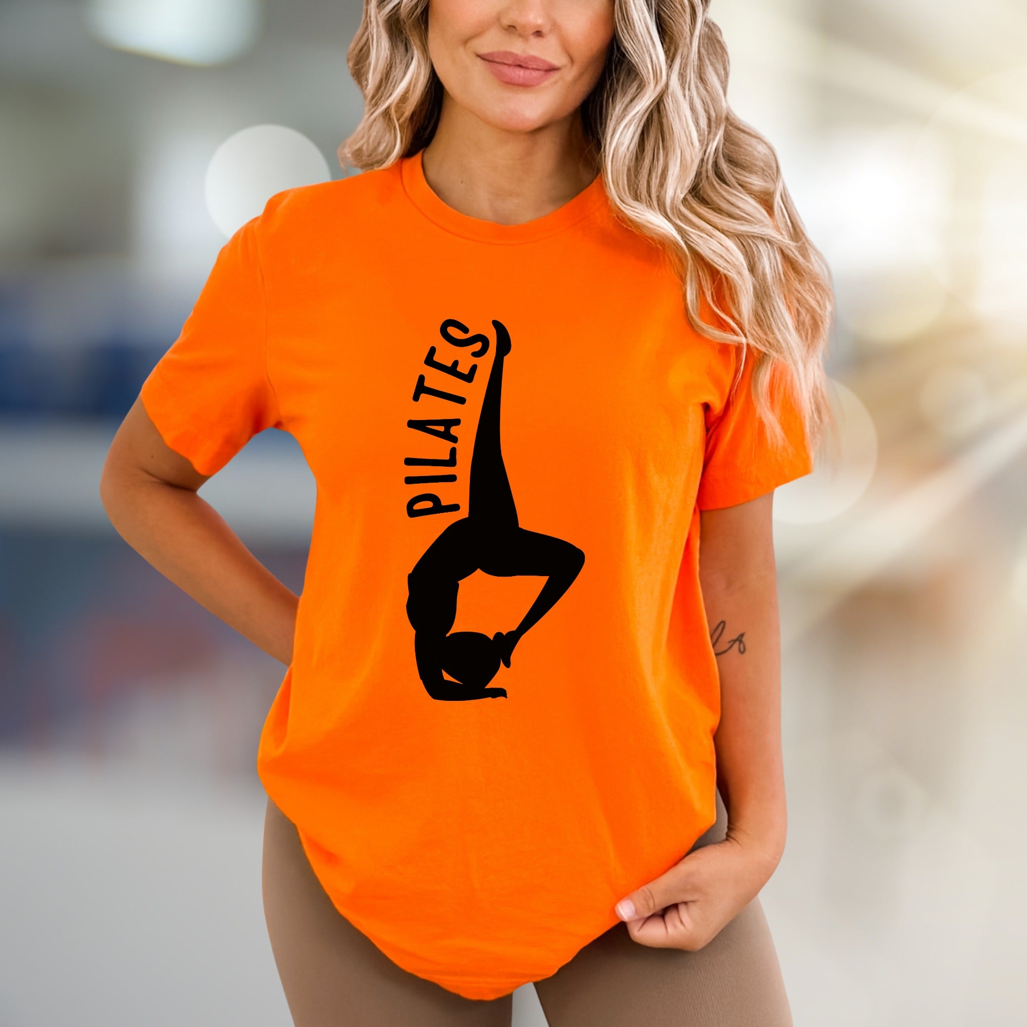 "Pilates" Acrobat Pose Graphic Tee, a Wellness Pick for Fitness Enthusiasts