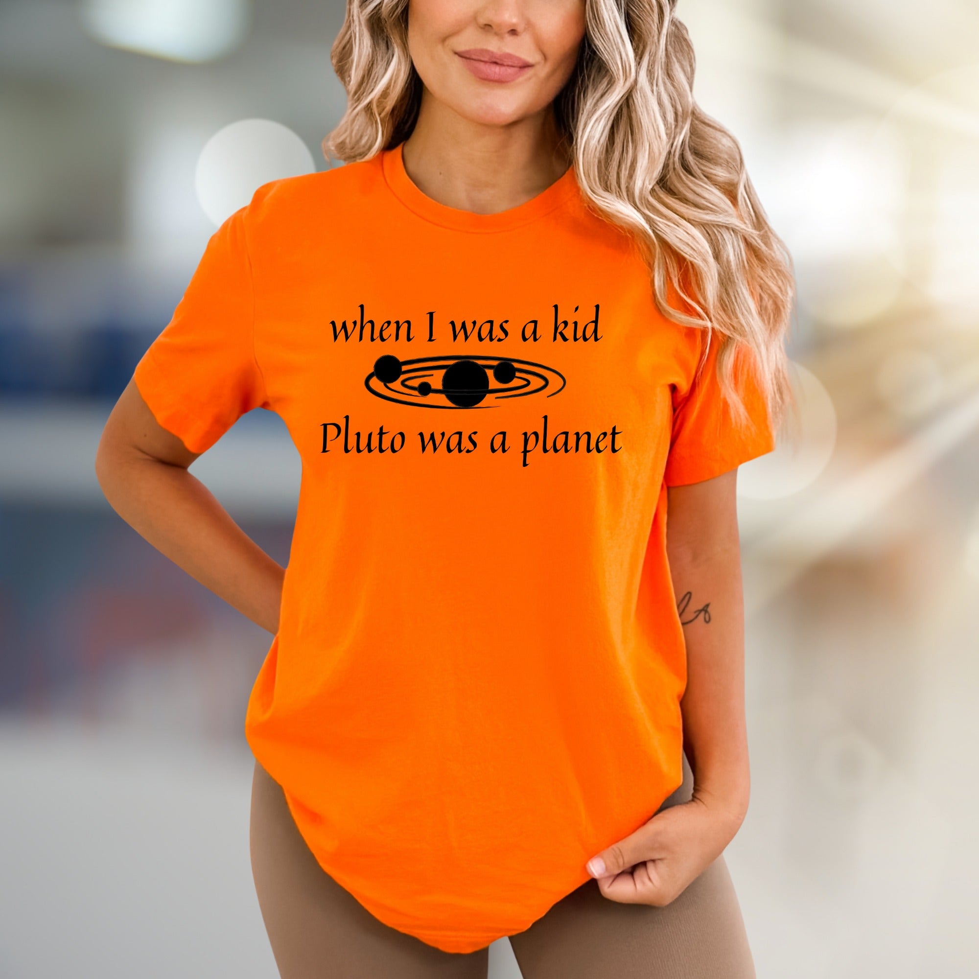 "When I Was a Kid Pluto Was a Planet" Retro Space Graphic Tee, a Nostalgic Pick for Stargazers