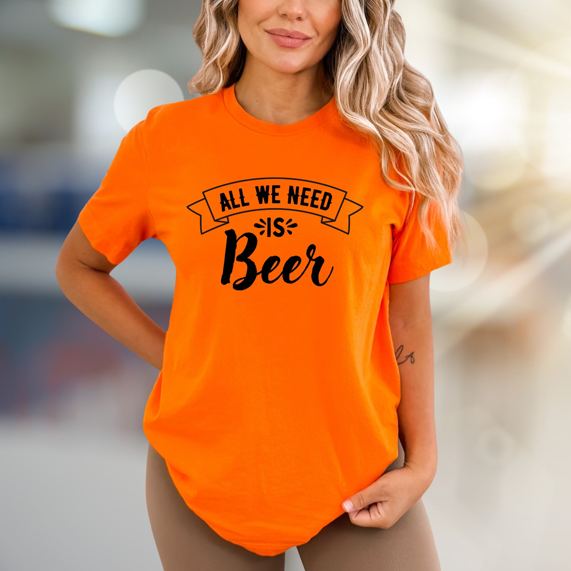 "All We Need Is Beer" Humorous Graphic Tee, a Casual Pick for Beer Lovers