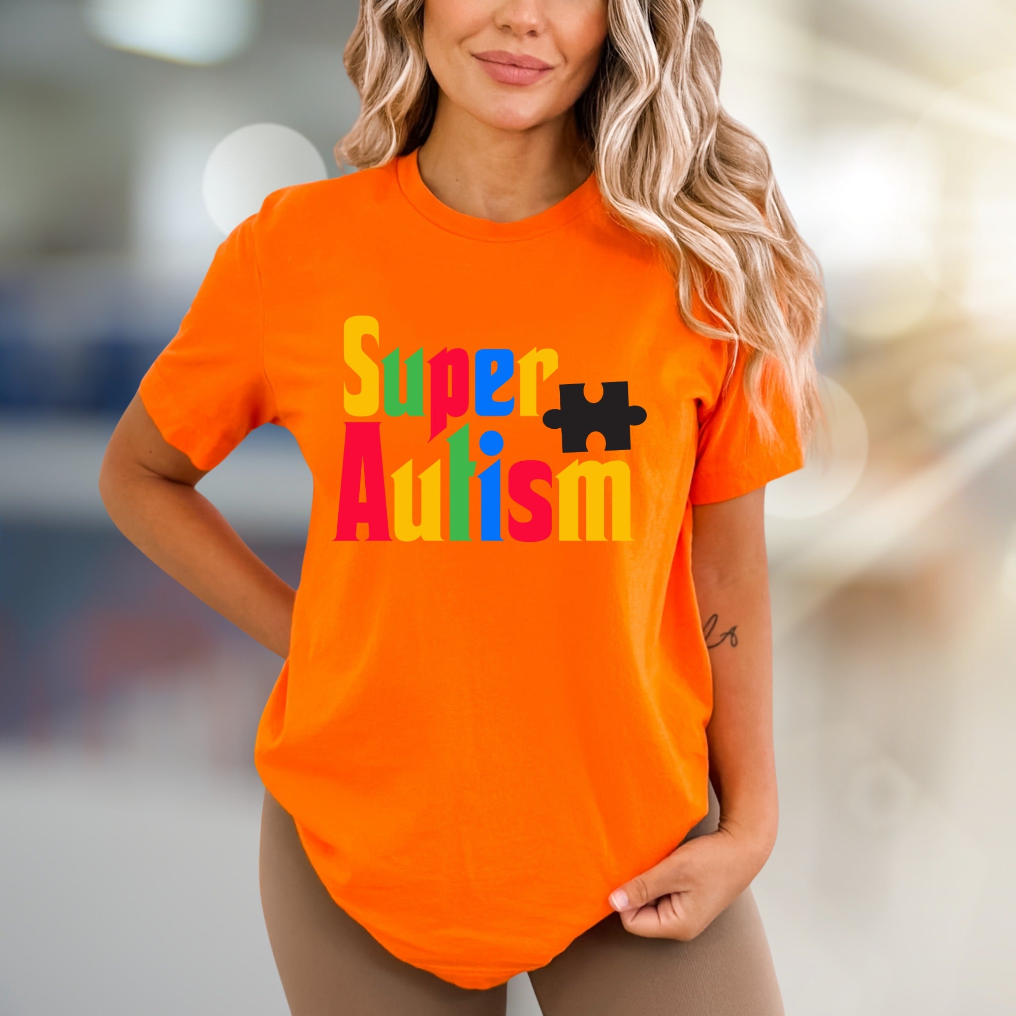 "Super Autism" Colorful Puzzle Tee, a Supportive Graphic Pick for Advocates
