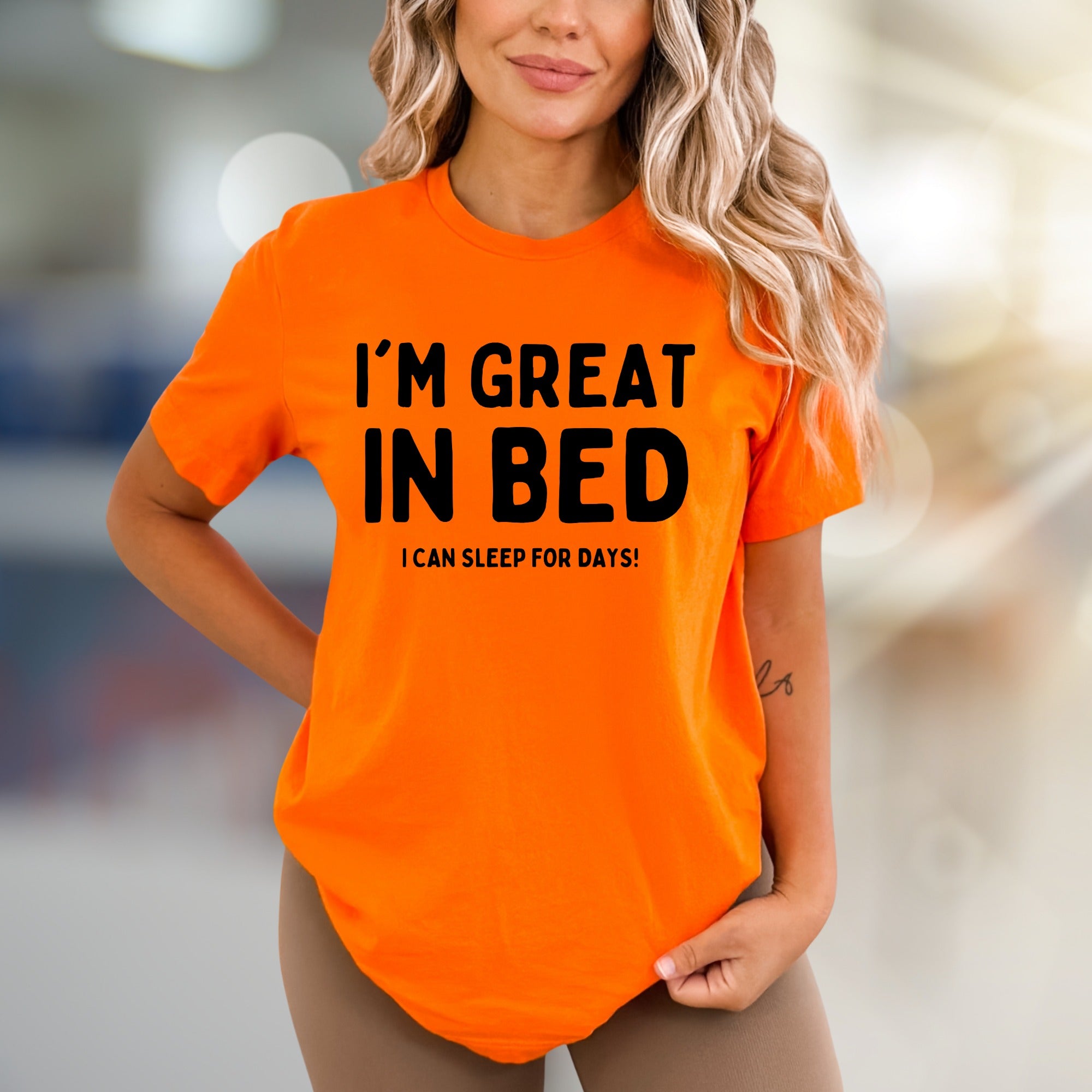 I'm Great In Bed Sleep Lover Graphic Tee, a Funny Casual Pick for Relaxed Souls