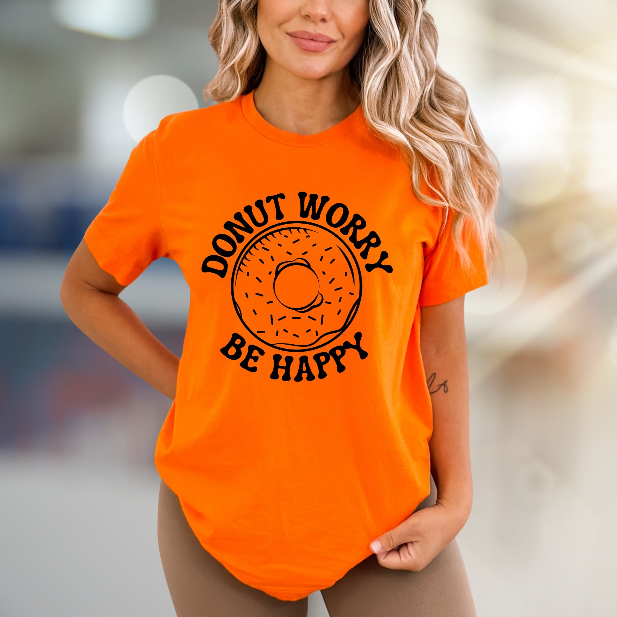 "Donut Worry Be Happy" Funny Graphic Tee, a Sweet Pick for Optimists
