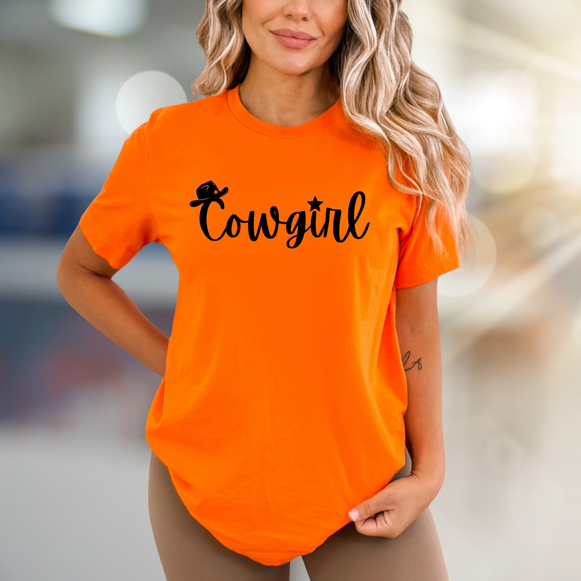 "Cowgirl" Western Script Graphic Tee, a Country Chic Pick for Free Spirits