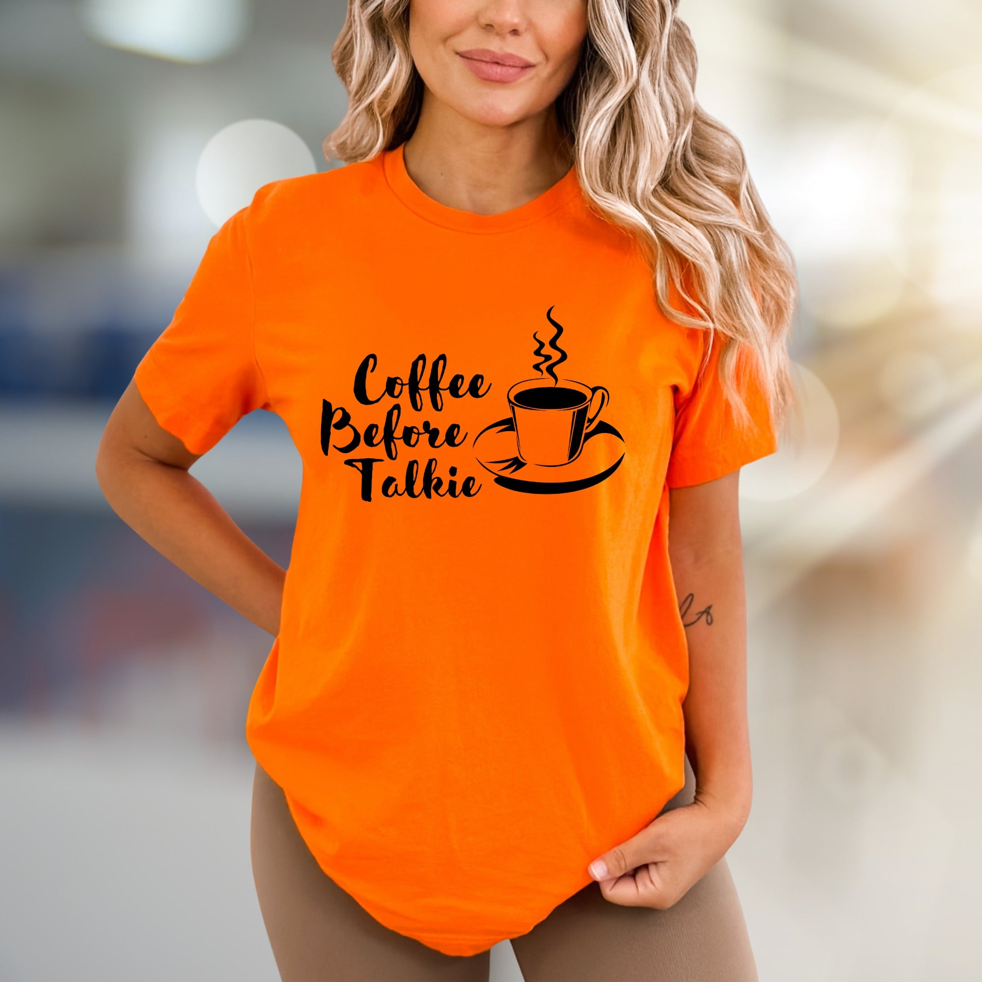 "Coffee Before Talkie" Morning Brew Graphic Tee, a Witty Pick for Coffee Lovers