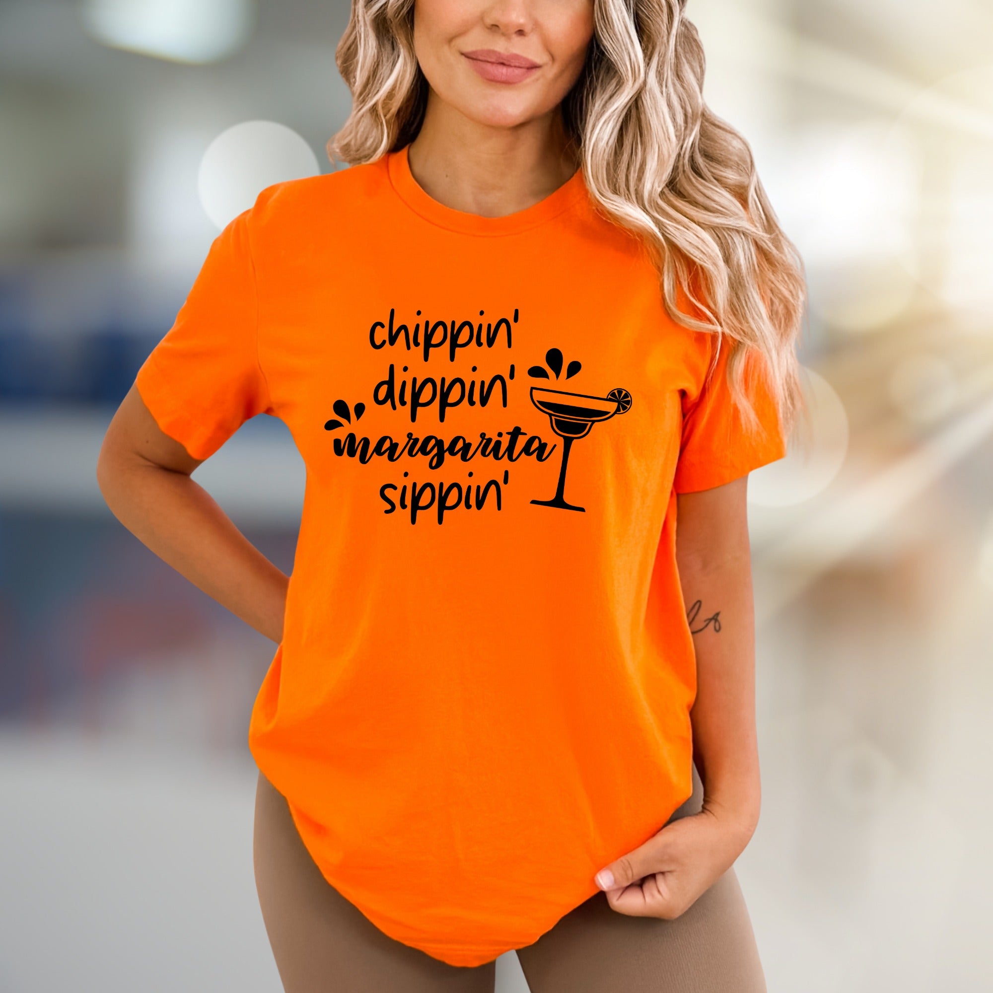 "Chippin' Dippin' Margarita Sippin'" Summer Graphic Tee, a Relaxed Pick for Vacay Lovers