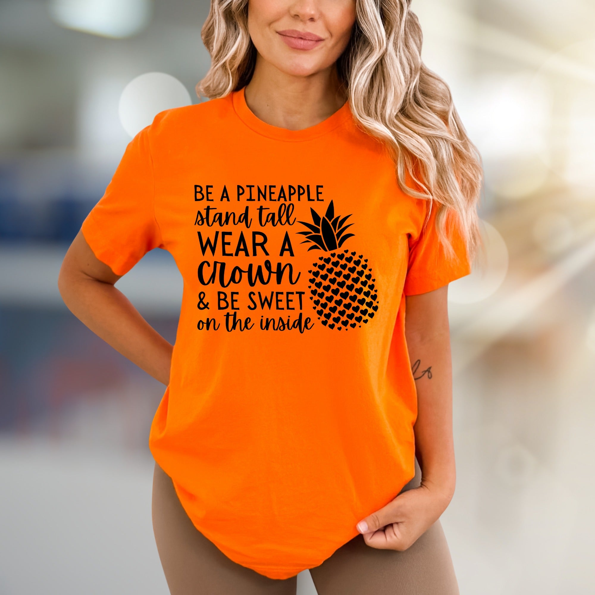 "BE A PINEAPPLE" Inspirational Pineapple Graphic Tee, A Self-Love Pick for Women
