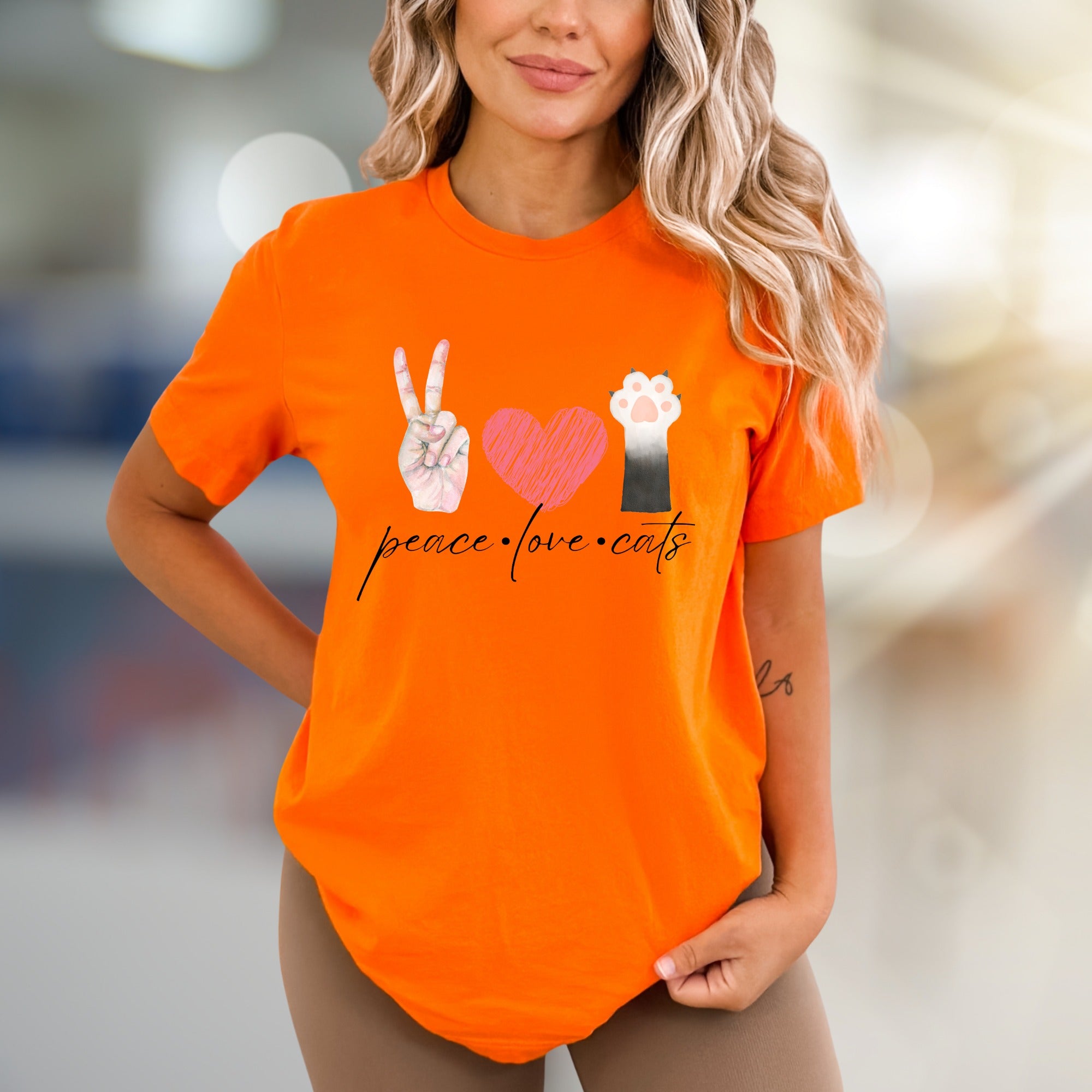 "peace love cats" Graphic Tee, a Feline Fan Pick for Cat Lovers