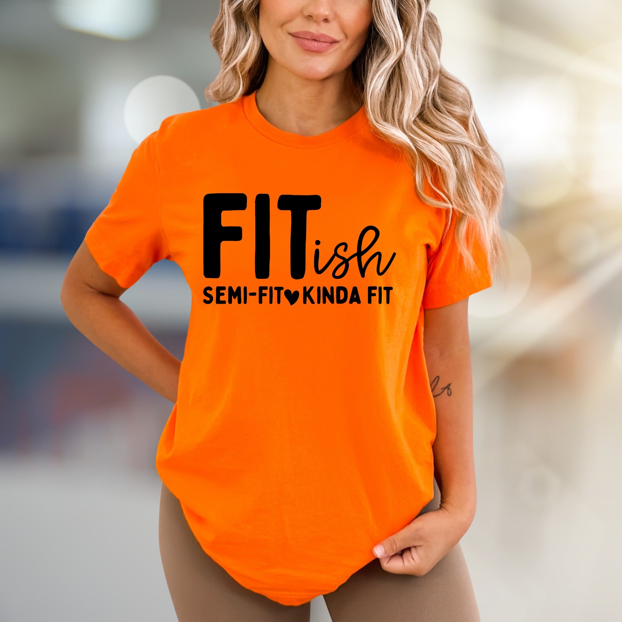 "FITish Semi-Fit Kinda Fit" Funny Humorous Graphic Tee, a Gym Life Pick for Casual Wear