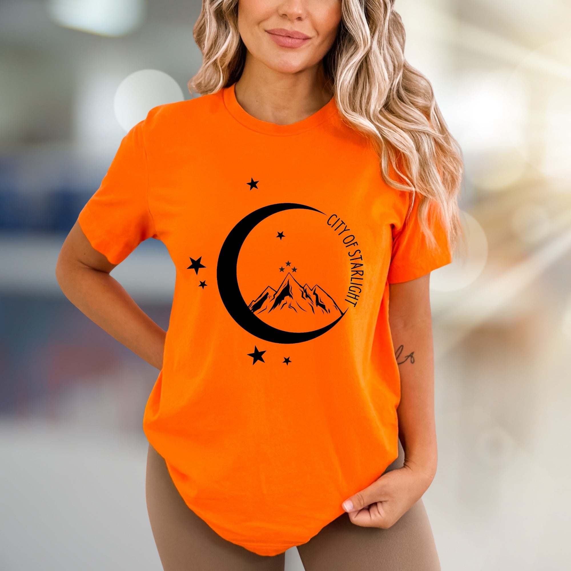 "City of Starlight" Mountain & Moon Graphic Tee, an Celestial Pick for Dreamers