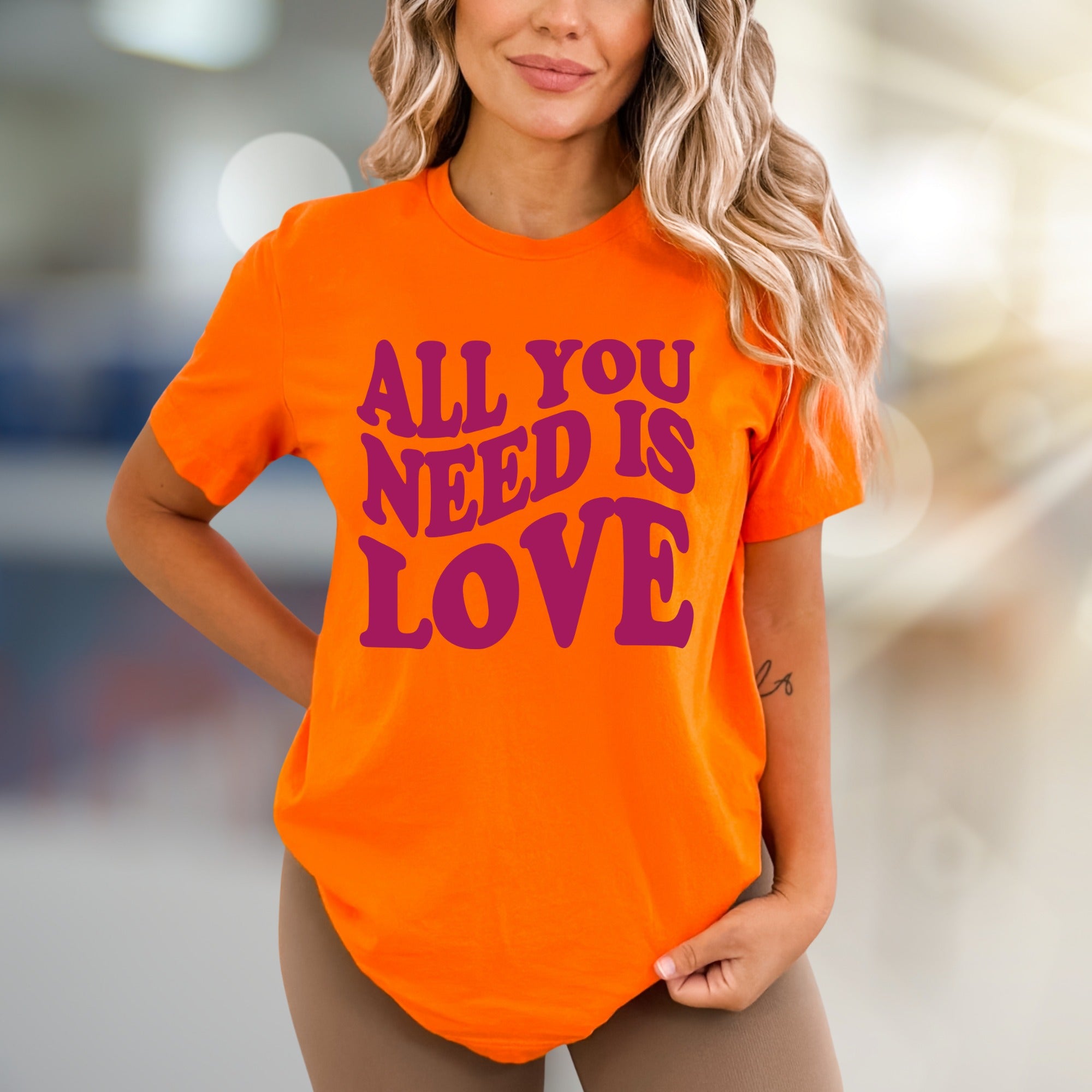 "ALL YOU NEED IS LOVE" Retro Graphic Tee, a Groovy Pick for Peace-Lovers
