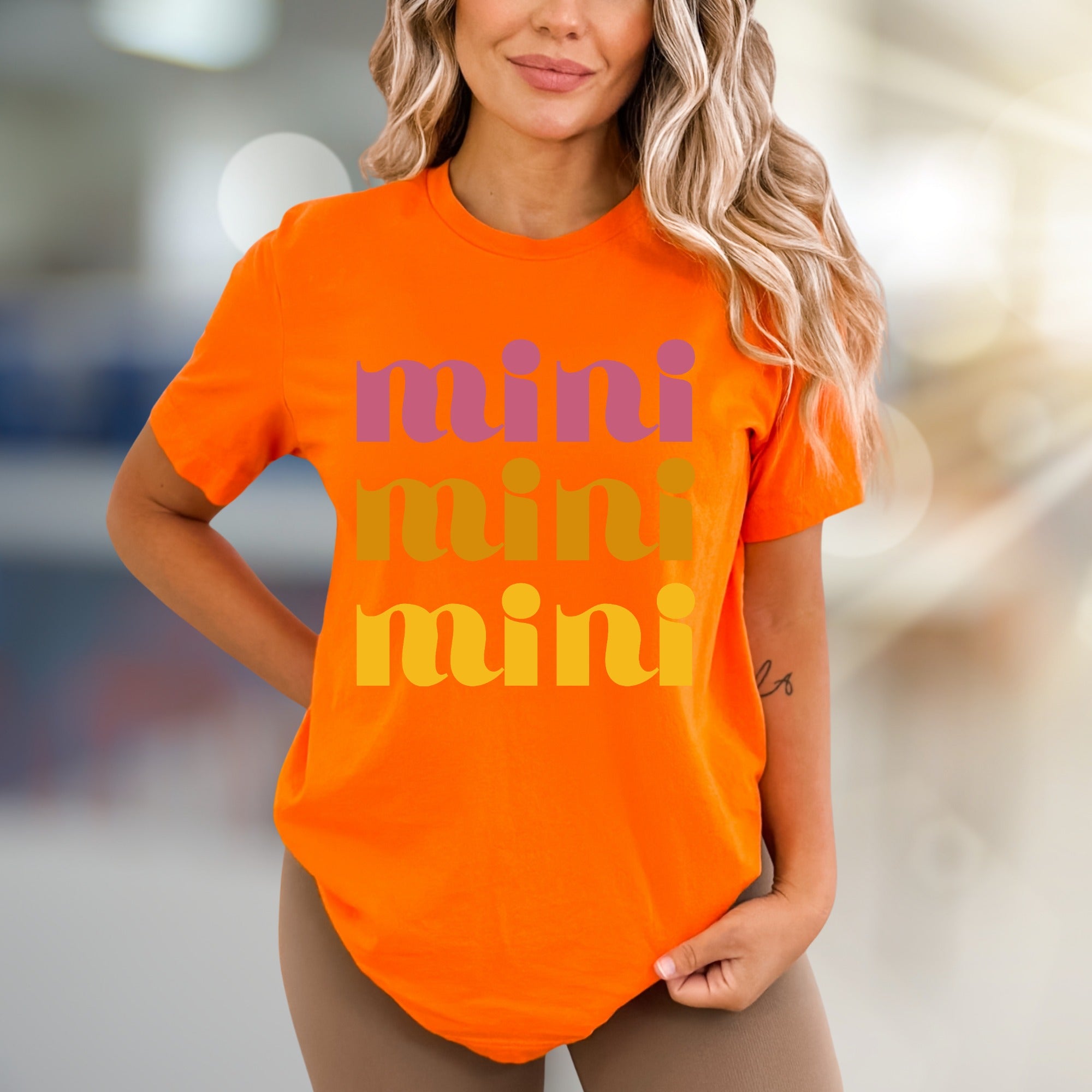 "mini mini mini" Retro Groovy Graphic Tee, a Playful Pick for Trendsetters