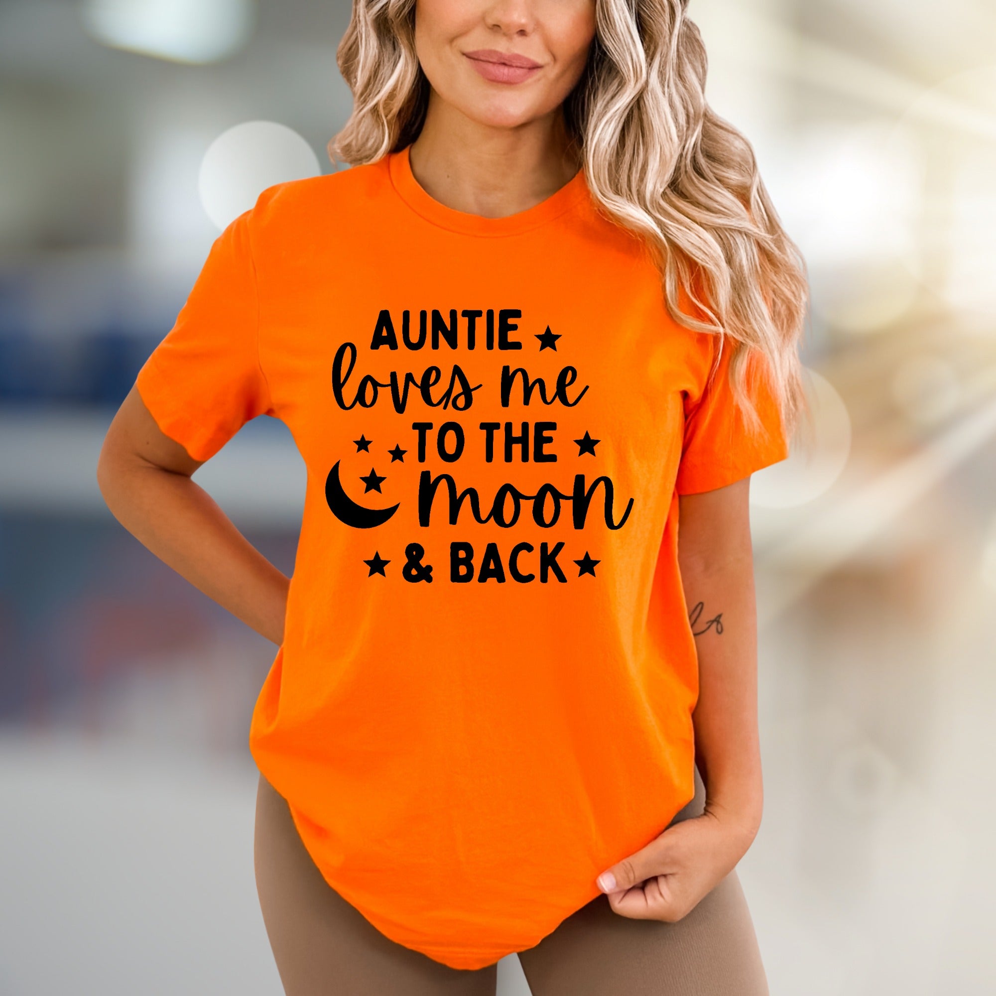 "Auntie Loves Me To The Moon & Back" Celestial Graphic Tee, a Sweet Family Pick for Loved Ones