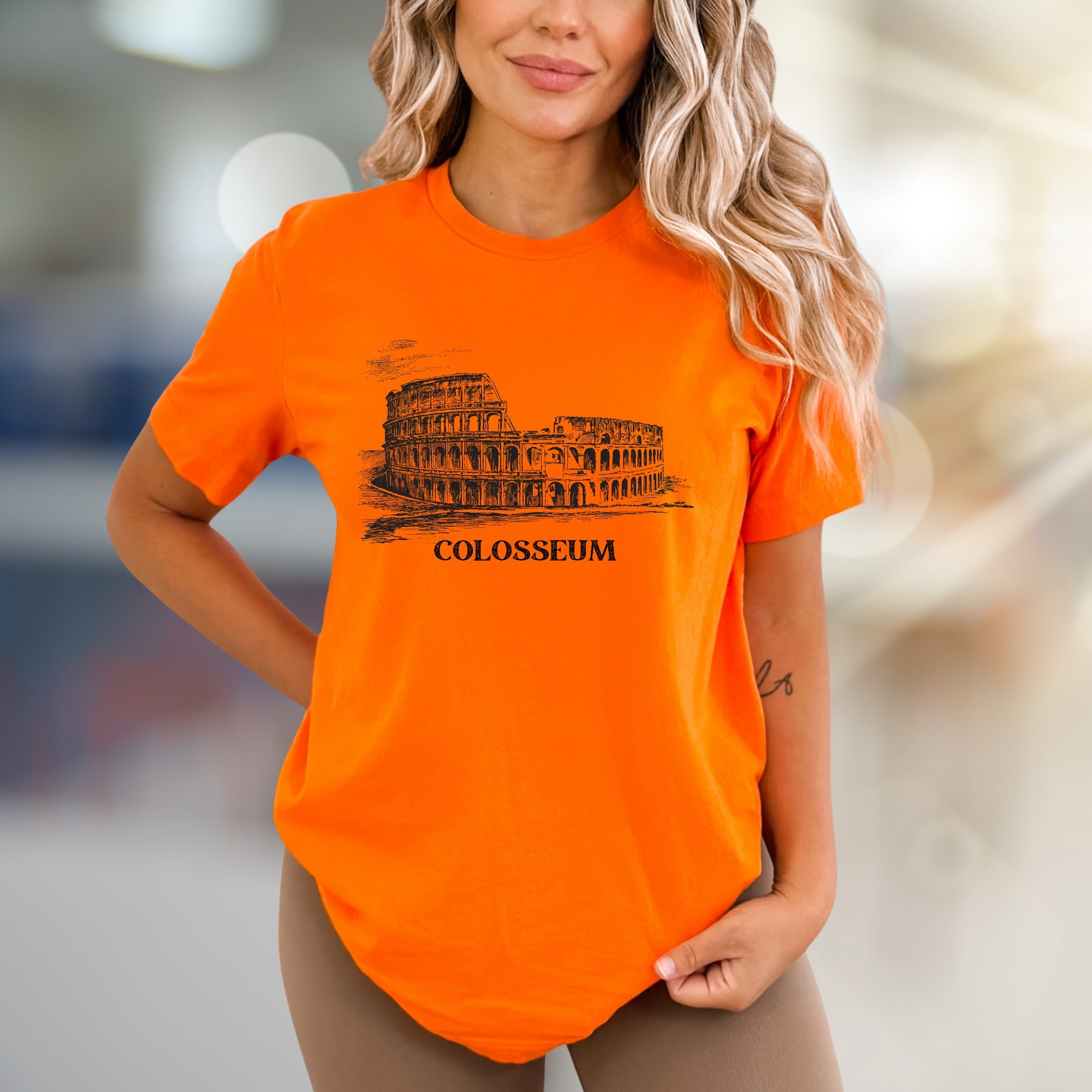 "COLOSSEUM" Roman Landmark Graphic Tee, a Travel Souvenir Pick for History Buffs