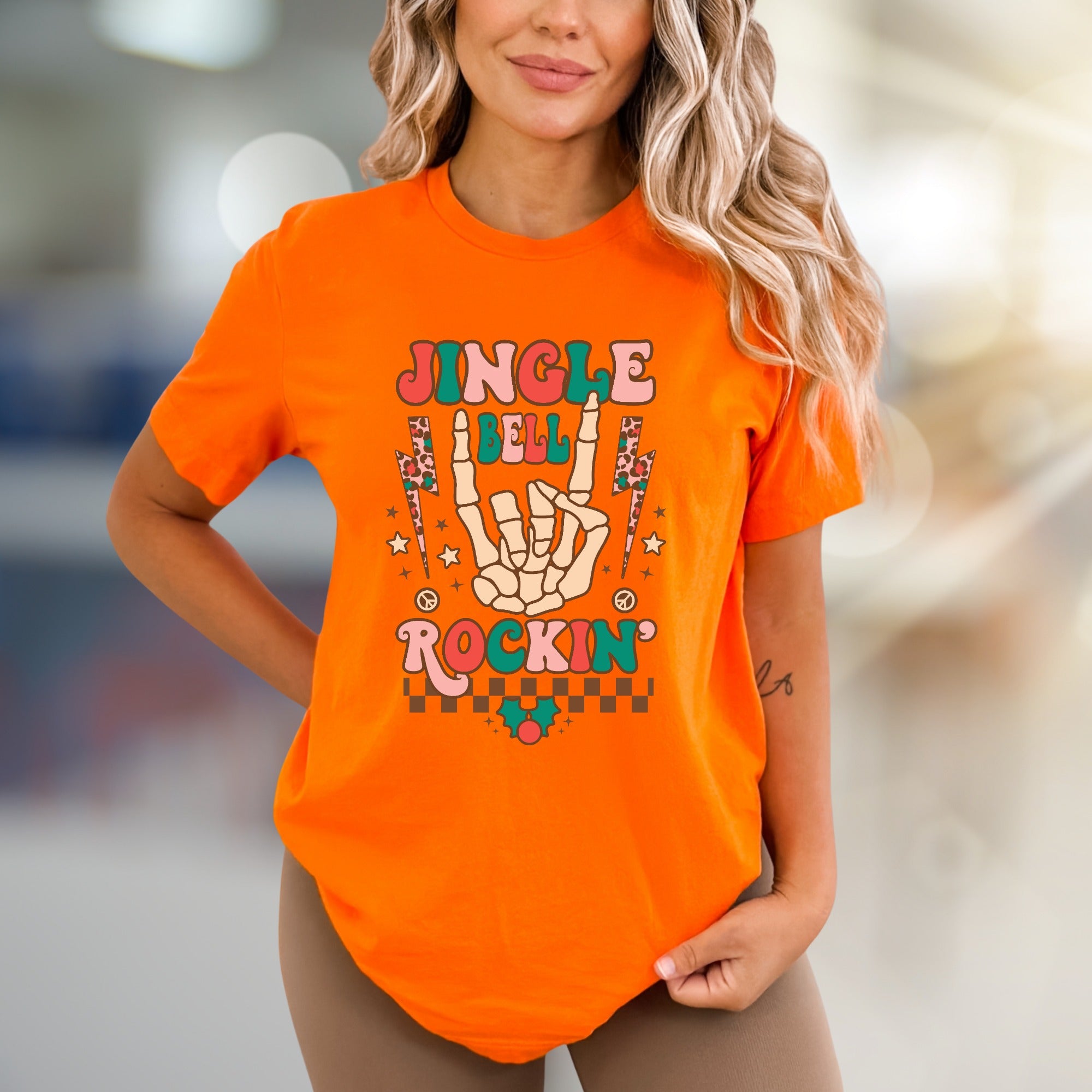 "Jingle Bell Rockin'" Retro Christmas Graphic Tee, a Festive Vibe for Music Lovers