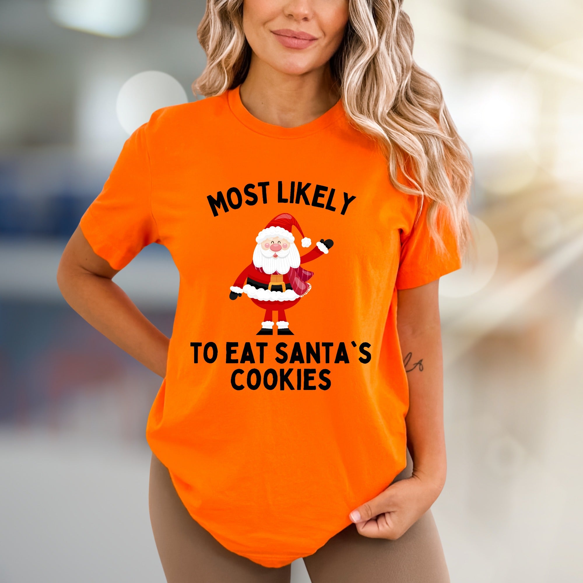 "Most Likely To Eat Santa's Cookies" Holiday Graphic Tee, A Festive Christmas Pick for Cookie Lovers