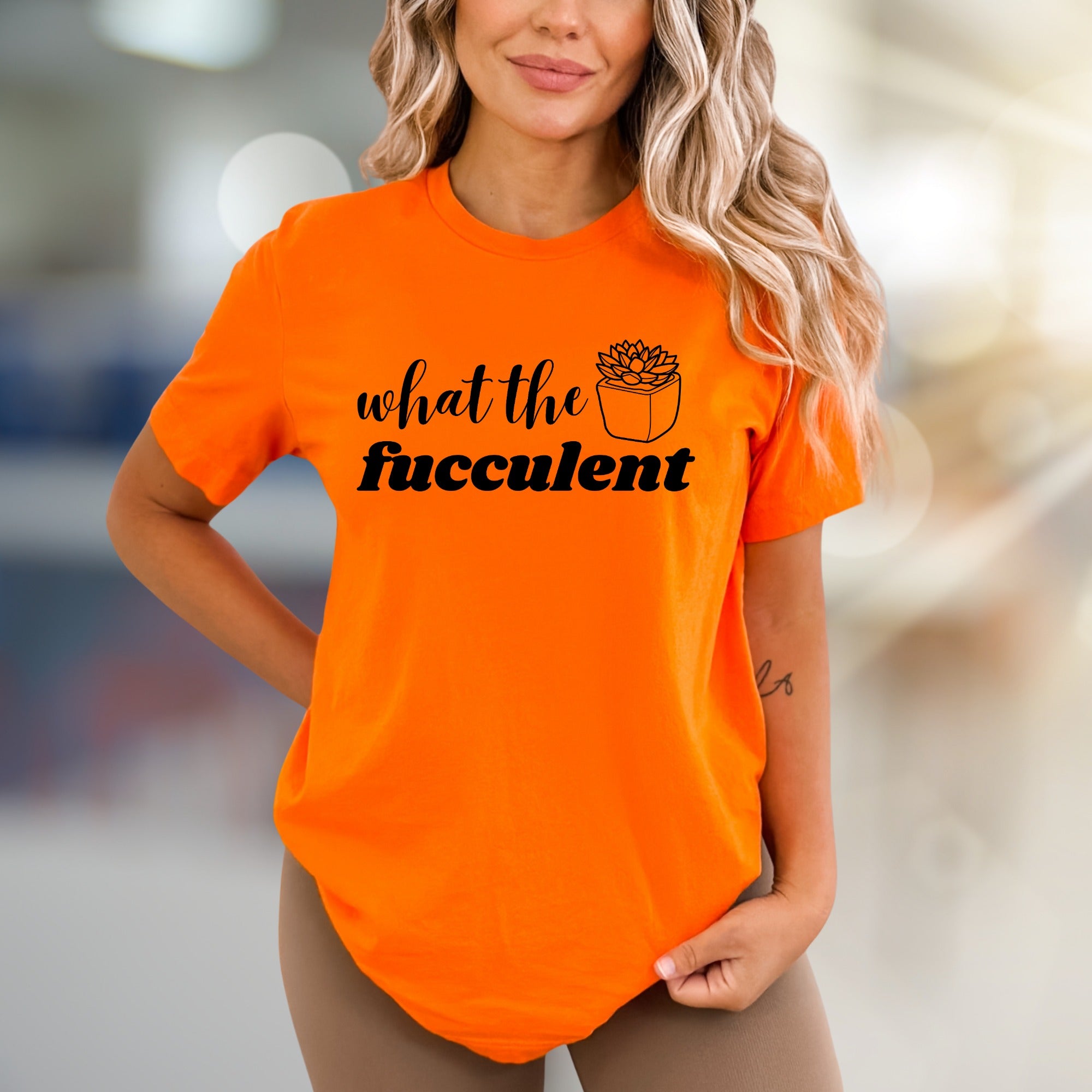 "what the fucculent" Succulent Graphic Tee, a Punny Houseplant Pick for Plant Lovers