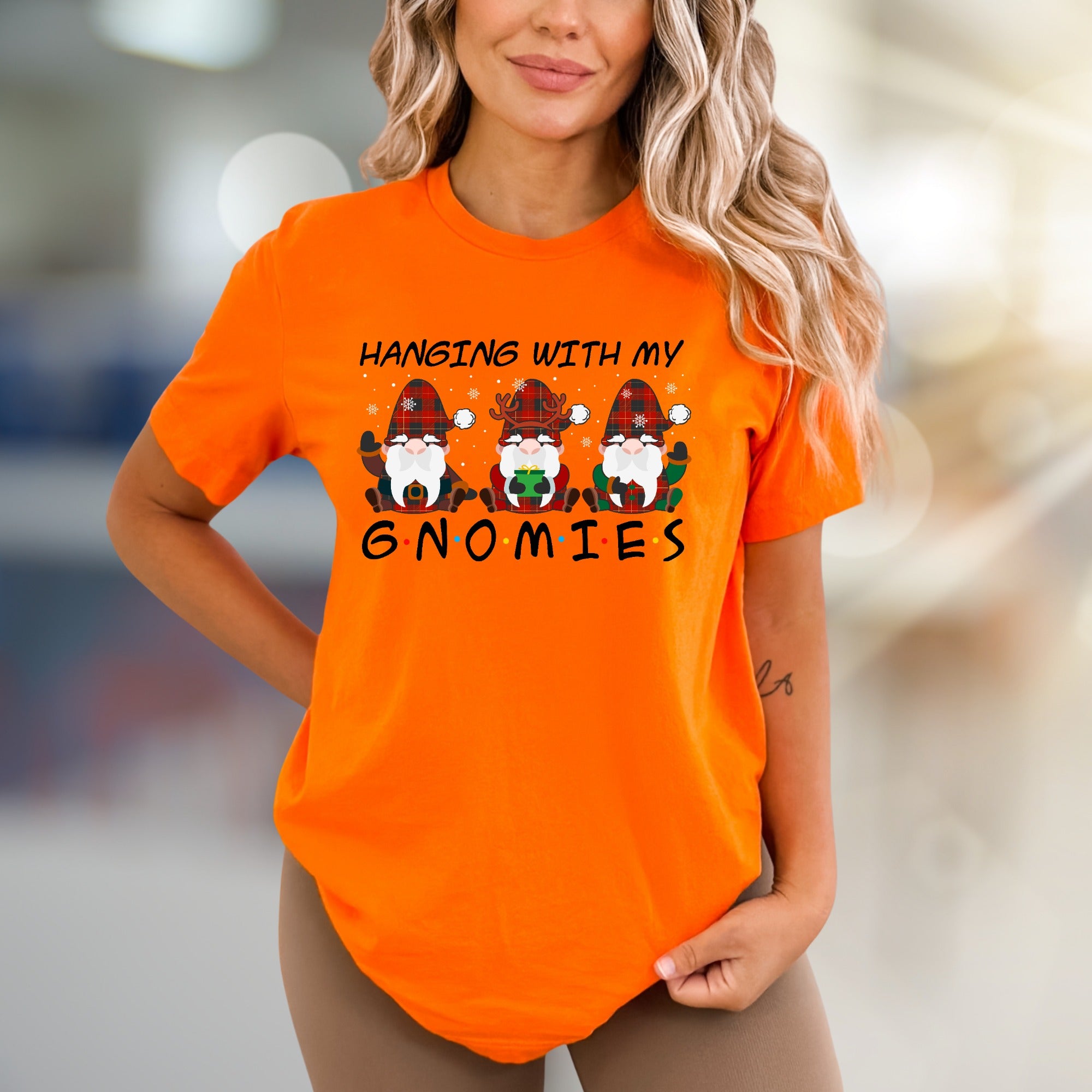 "Hanging With My Gnomies" Christmas Graphic Tee, a Festive Holiday Pick for Friends & Family