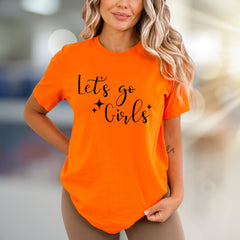 "Let's go Girls" Sparkle Script Graphic Tee, a Fun Western Pick for Friends