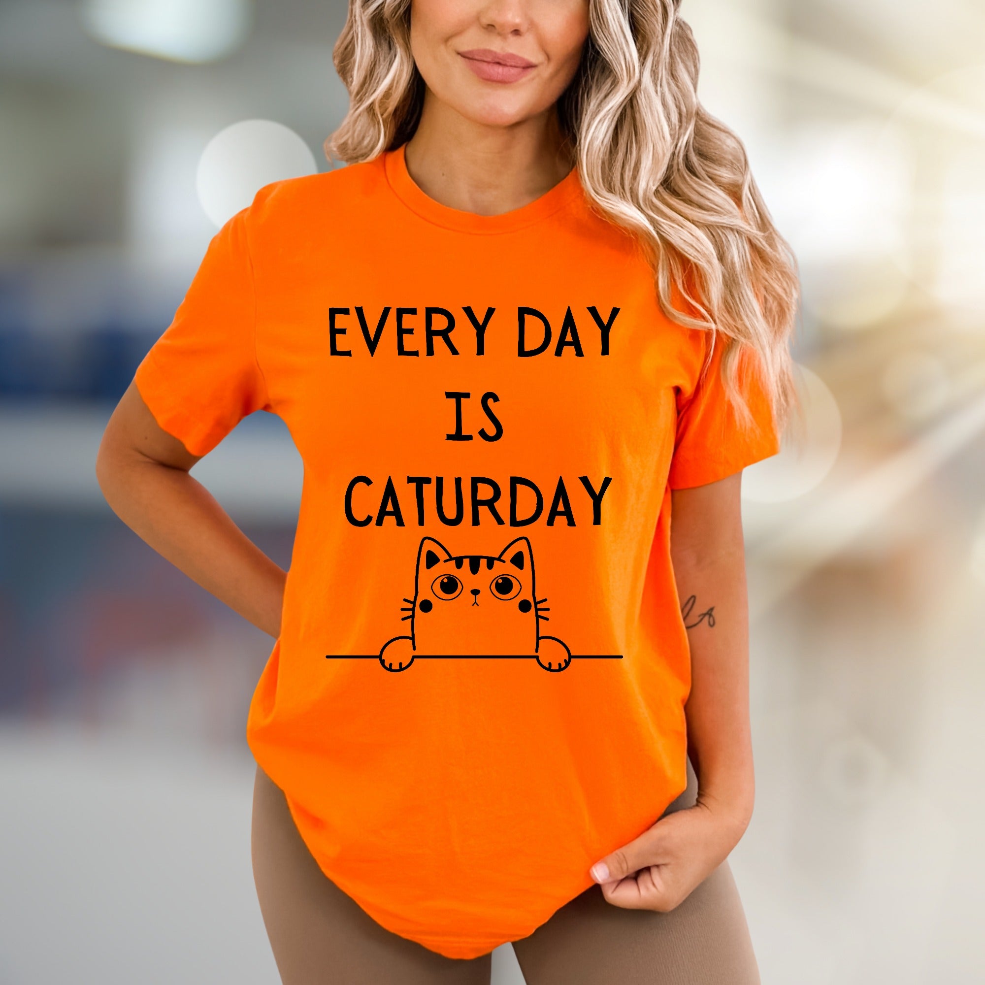 "Every Day Is Caturday" Cute Kitty Graphic Tee, a Whimsical Pick for Cat Lovers