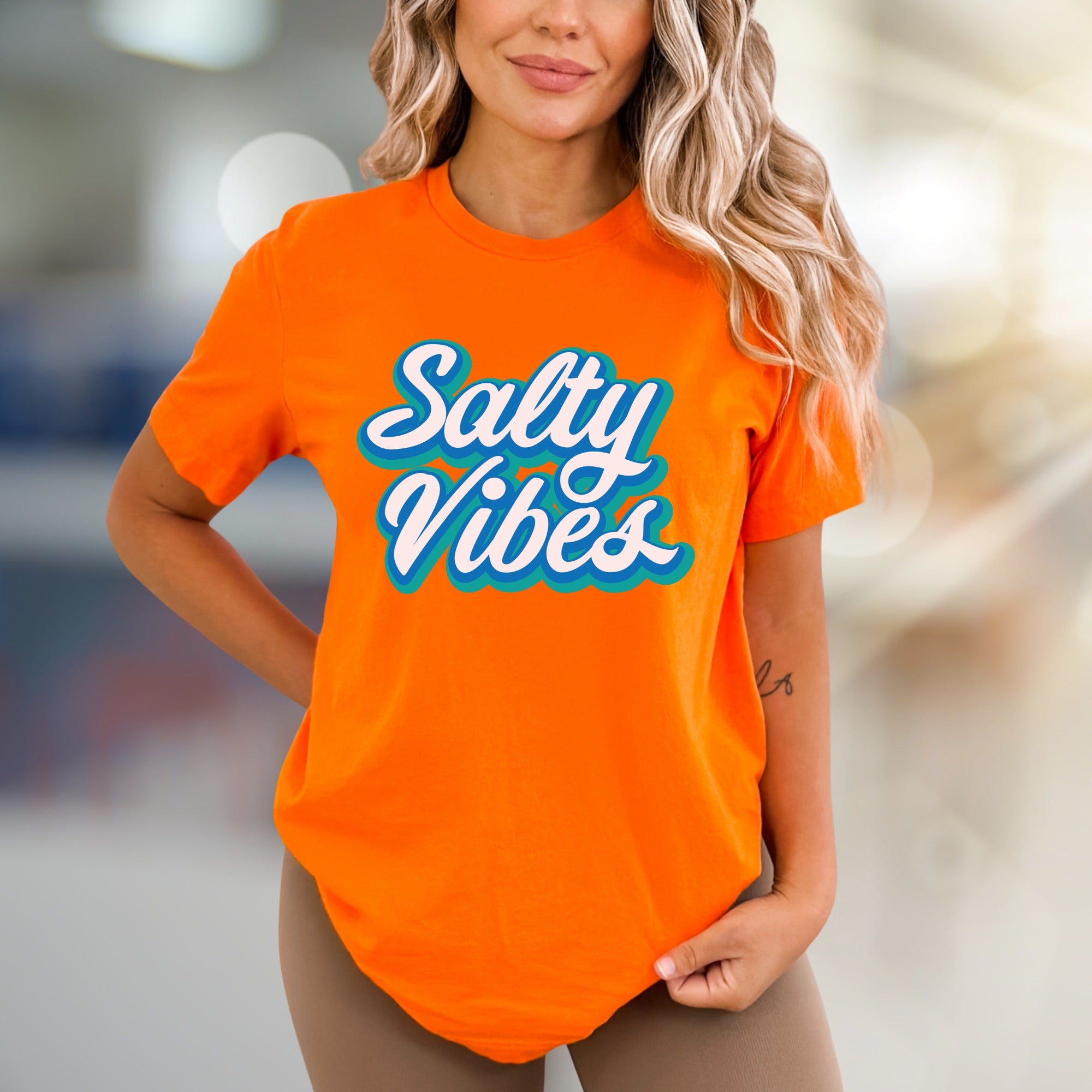 "Salty Vibes" Retro Summer Graphic Tee, a Beachy Pick for Free Spirits