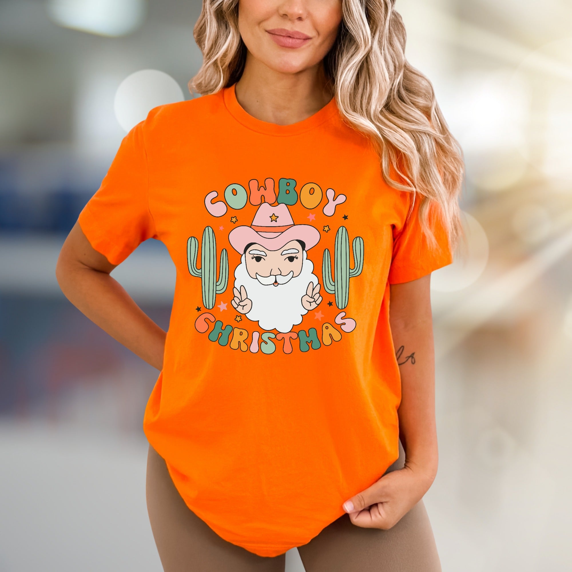 "Cowboy Christmas" Western Santa Graphic Tee, a Festive Country Pick for Holiday Lovers