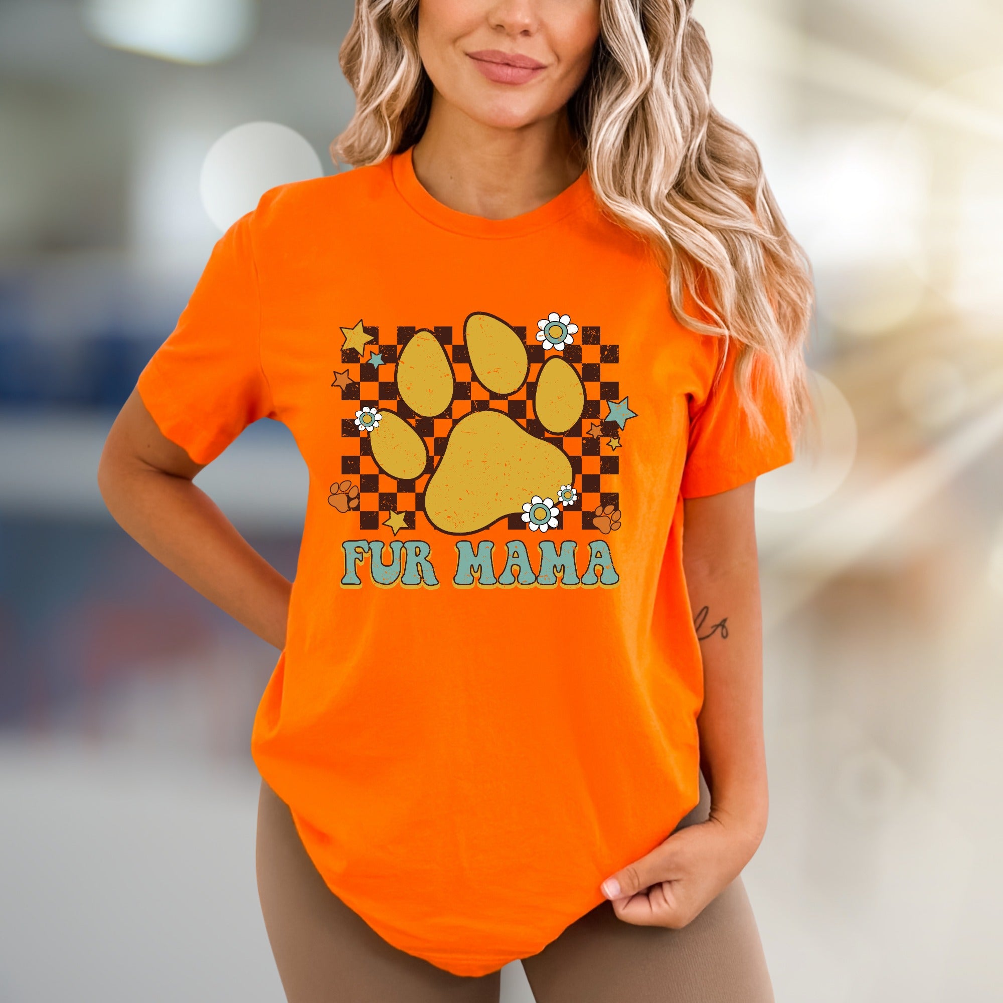 "Fur Mama" Retro Paw Print Graphic Tee, a Pet Lover's Bohemian Pick