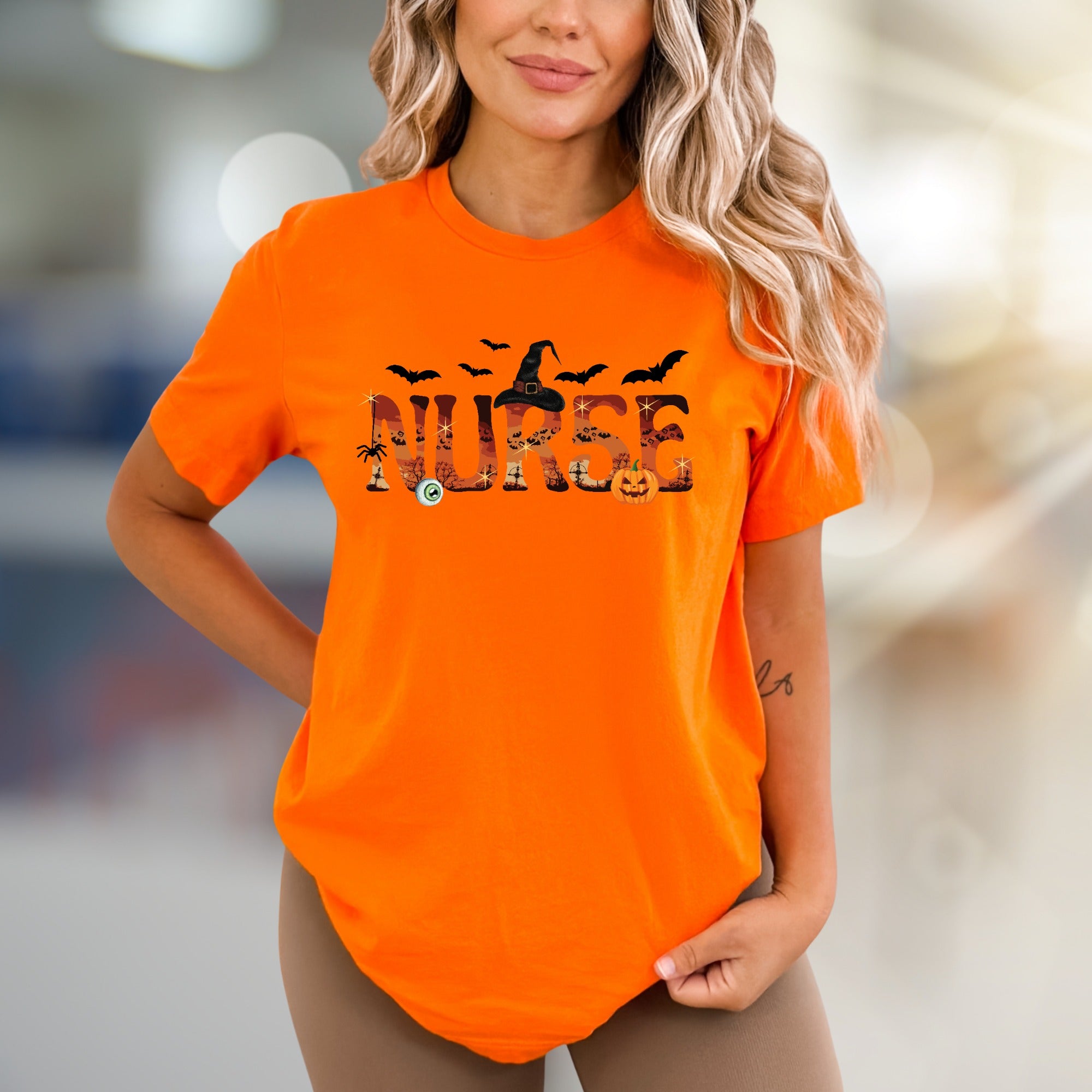 "NURSE" Halloween Graphic Tee, a Spooky Chic Pick for Healthcare Heroes