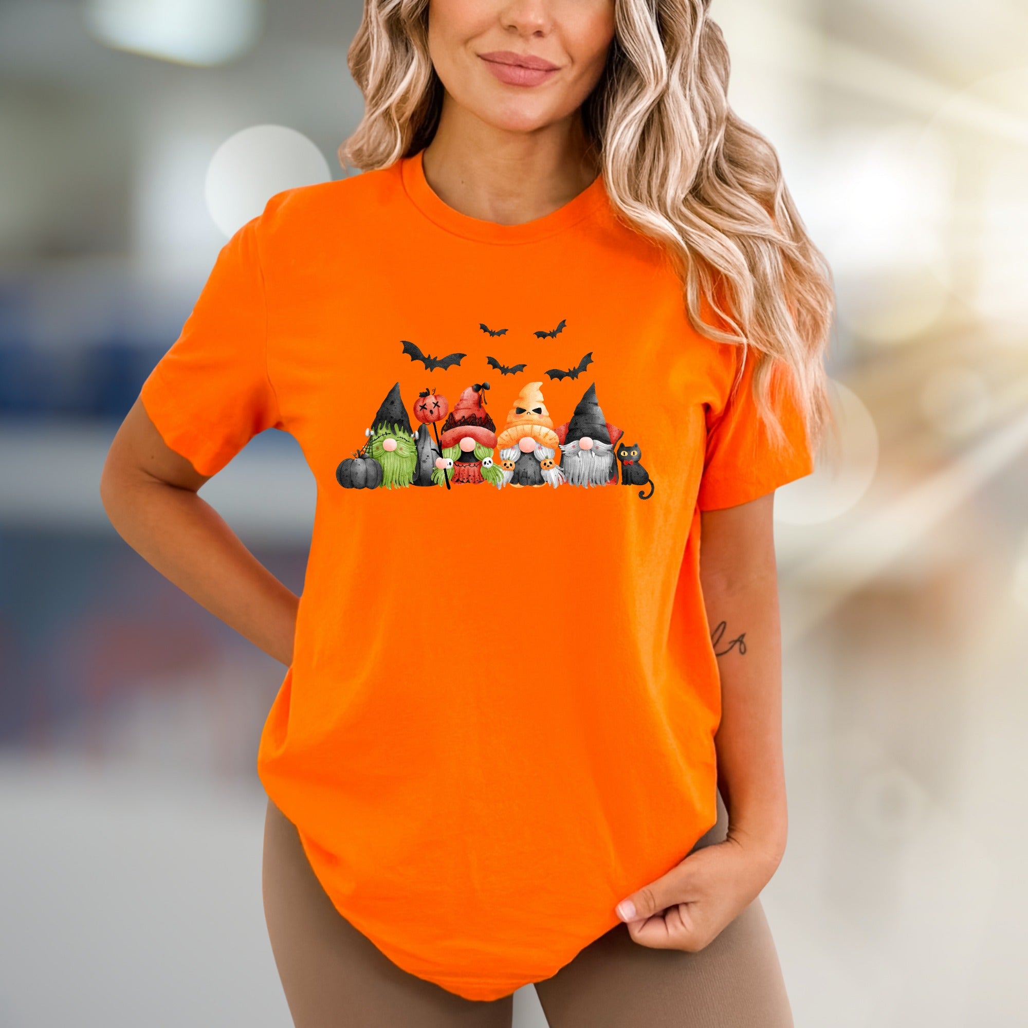 Spooky Squad Gnome Halloween Graphic Tee, A Festive Fall Pick for Everyone