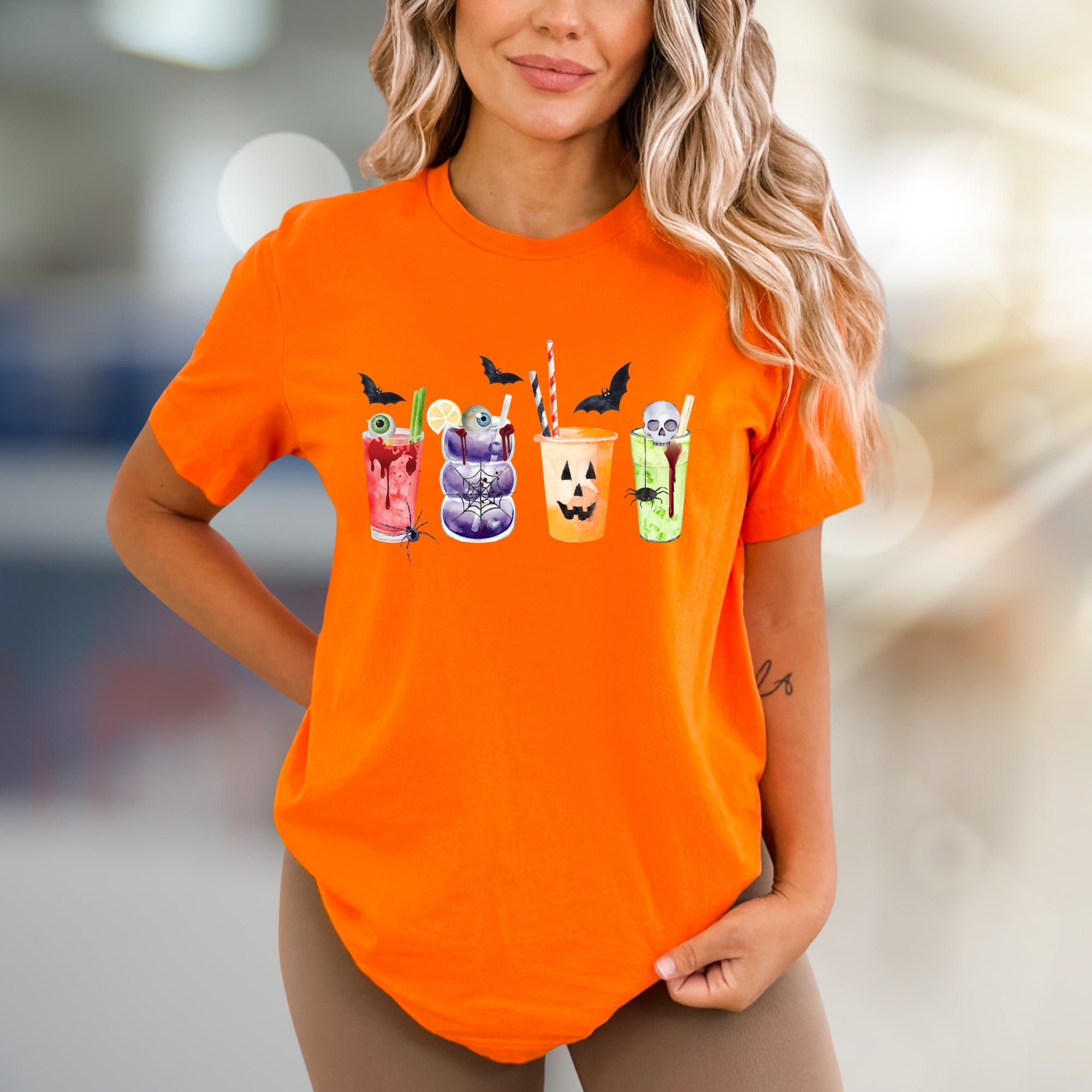 Spooky Sips Halloween Graphic Tee, A Creepy Cocktail Pick for Enthusiasts