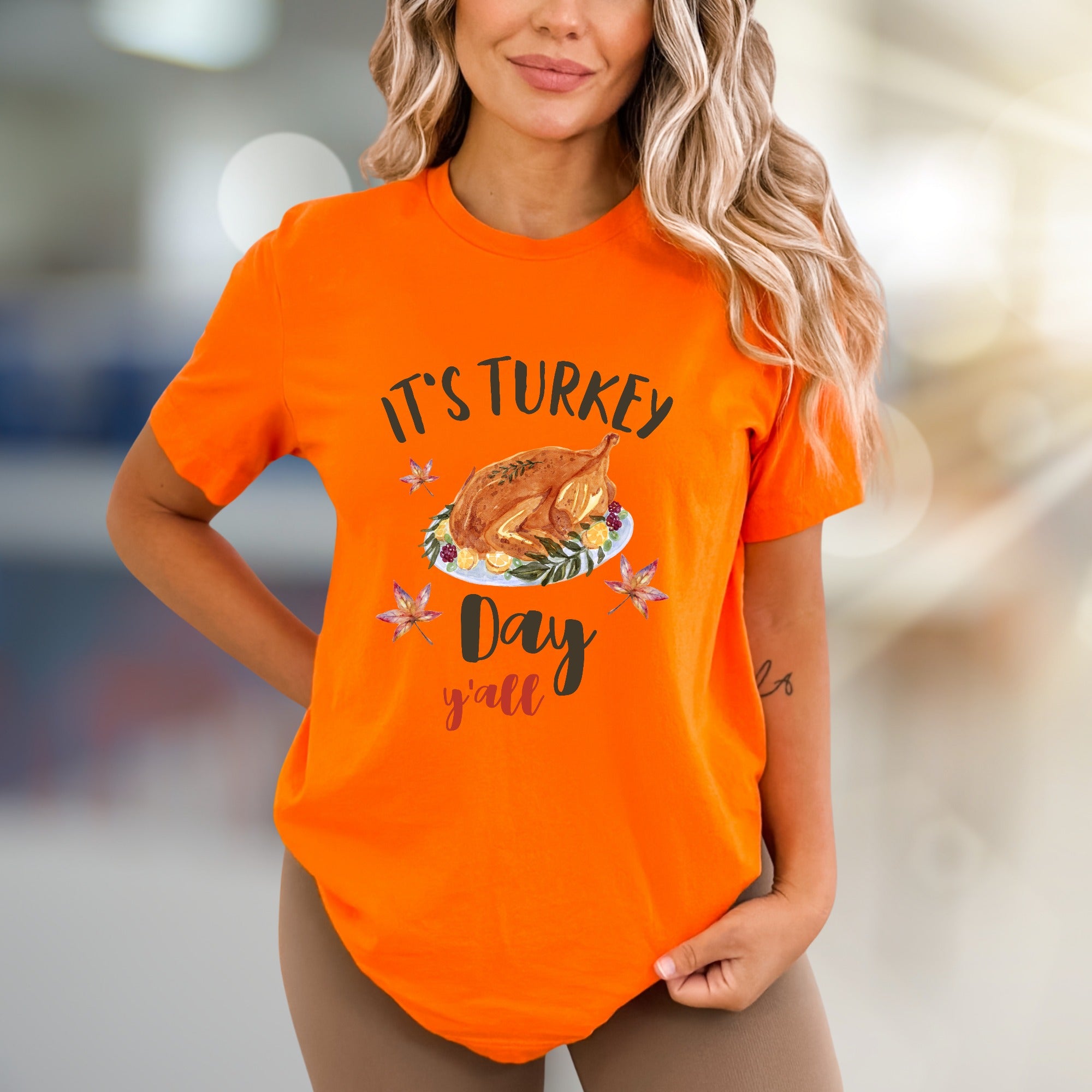 "It's Turkey Day Y'all" Festive Graphic Tee, a Southern Charm Pick for Celebration Lovers