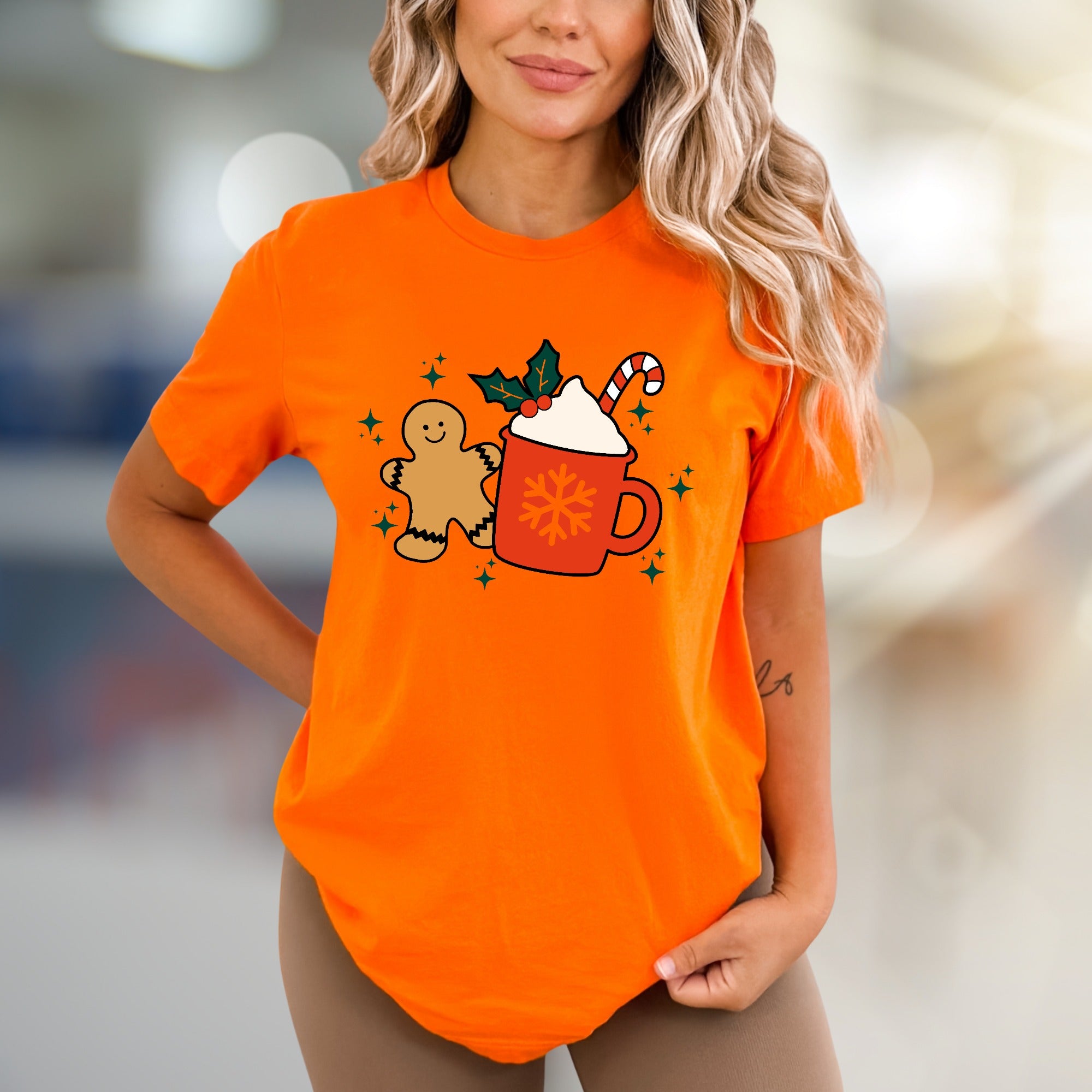 Gingerbread Hot Cocoa Graphic Tee, A Festive Comfort Pick for Holiday Enthusiasts