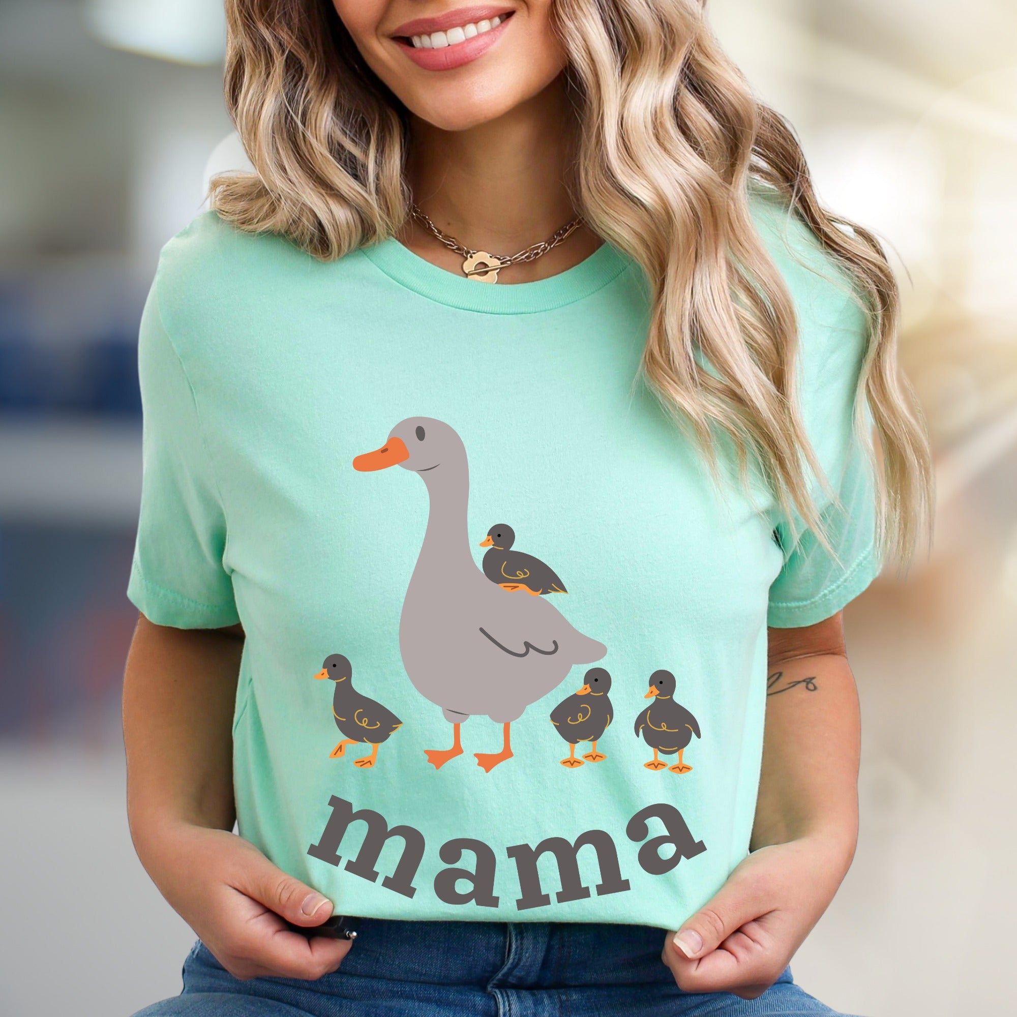 "Mama" Duck Family Graphic Tee, a Heartwarming Pick for Moms & Duck Lovers