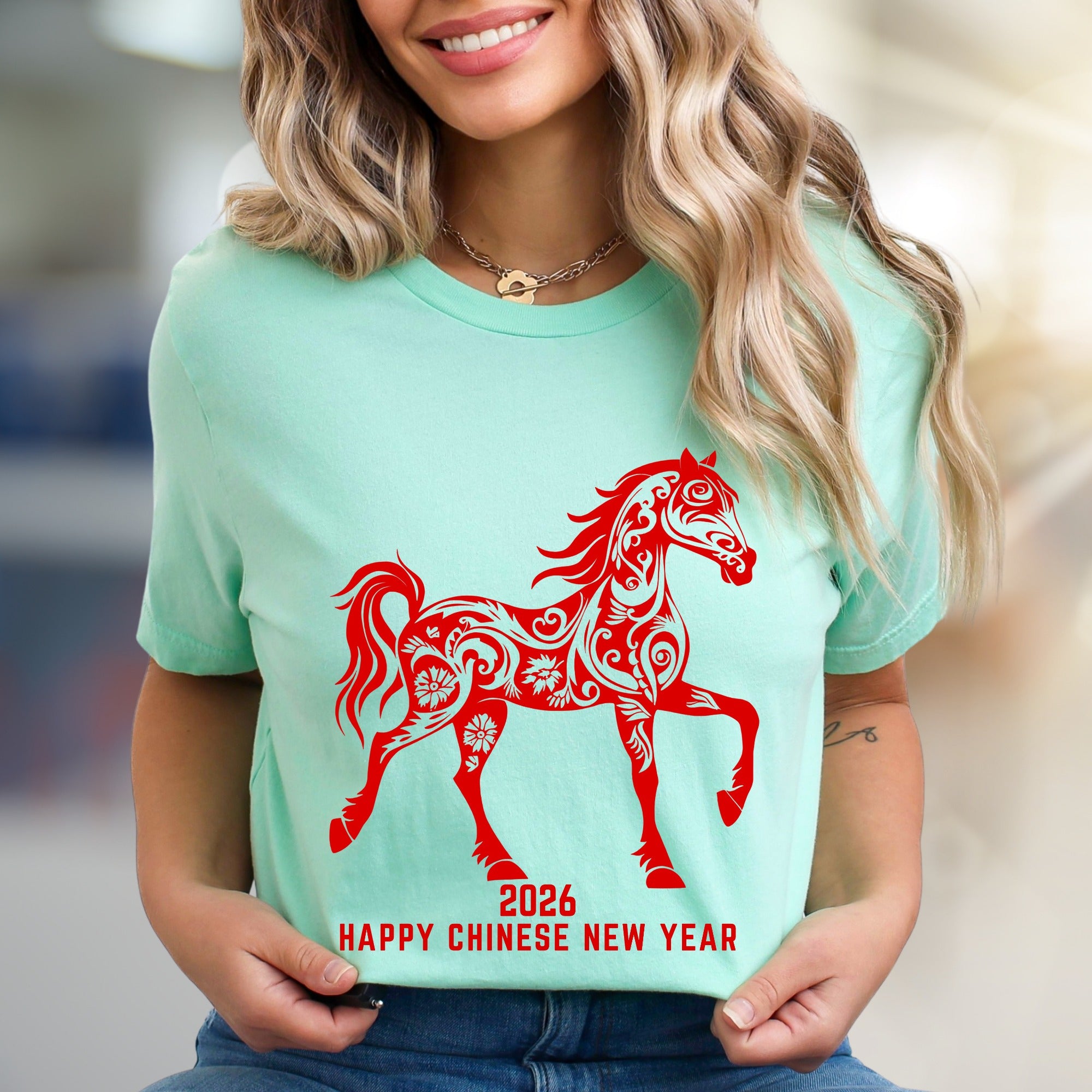 Happy Chinese New Year 2026 Floral Horse Graphic Tee, a Lunar Celebration Pick for Everyone