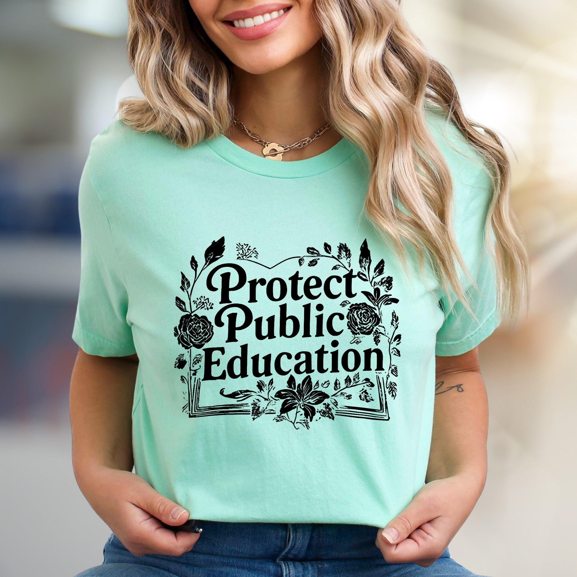 "Protect Public Education" Floral Graphic Tee, A Cause-Driven Pick for Advocates