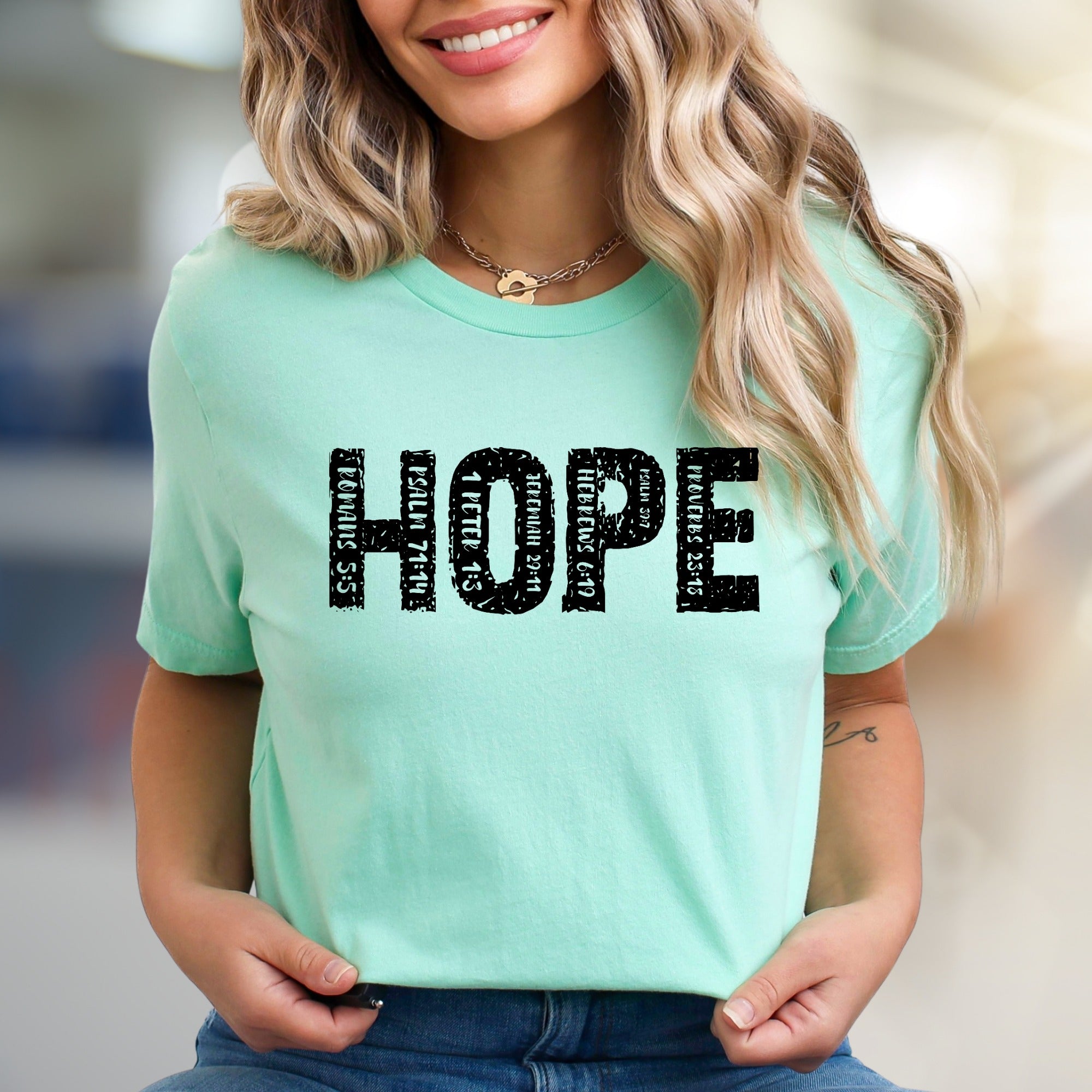 "HOPE" Scripture Word Art Graphic Tee, an Inspiring Christian Pick for Believers