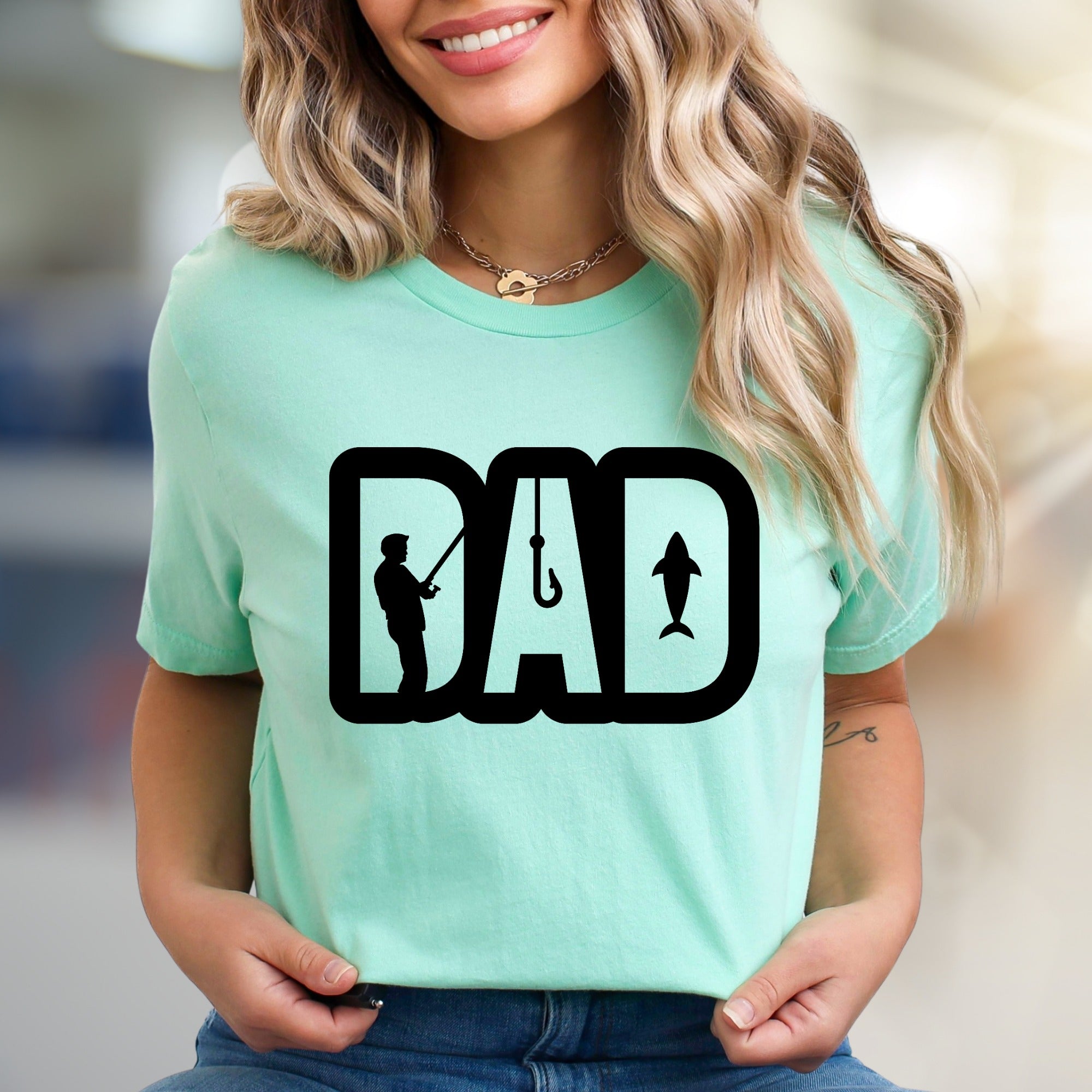 "DAD" Fishing Enthusiast Graphic Tee, a Heartfelt Pick for Fathers