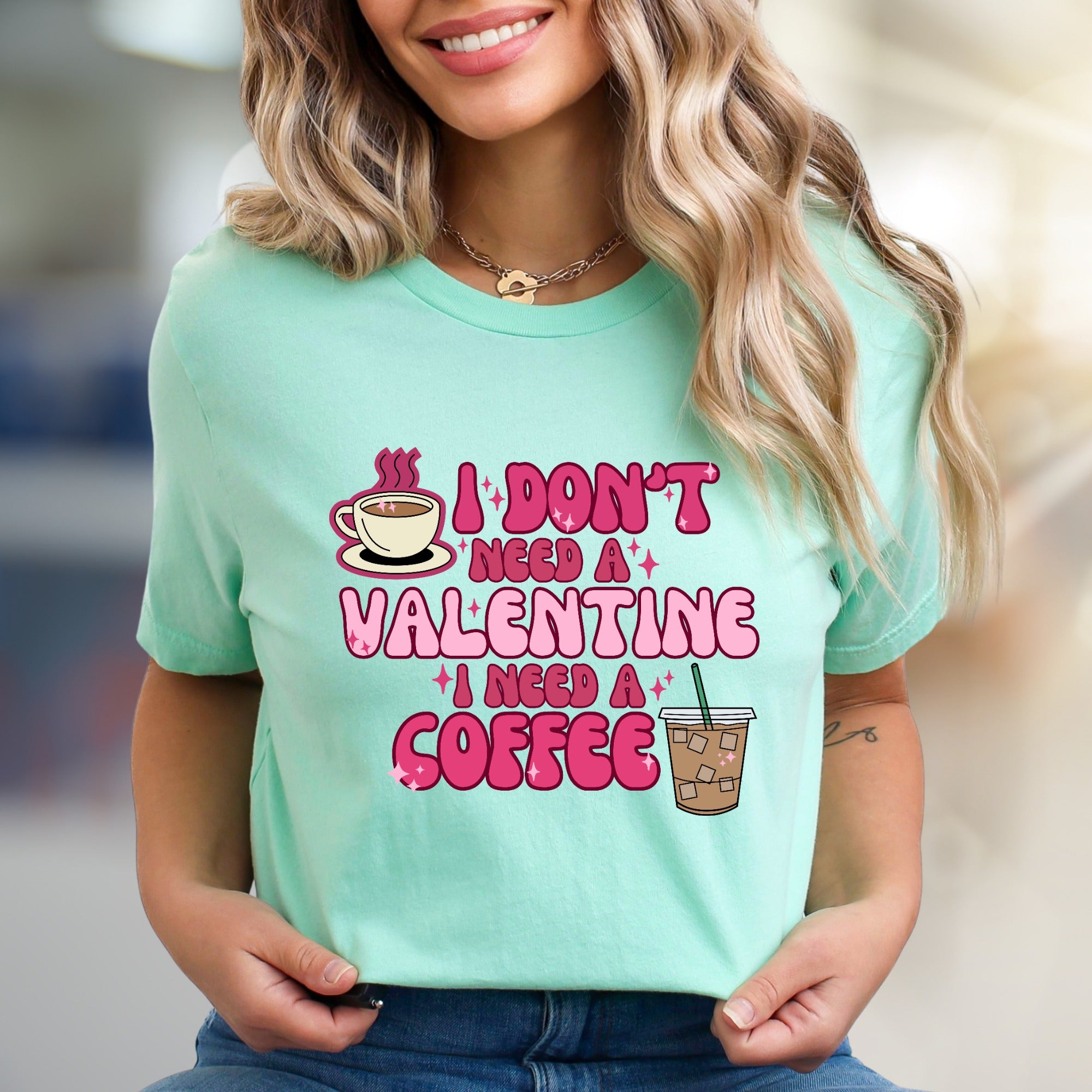 "I Don't Need A Valentine I Need A Coffee" Retro Graphic Tee, a Coffee Lover's Statement