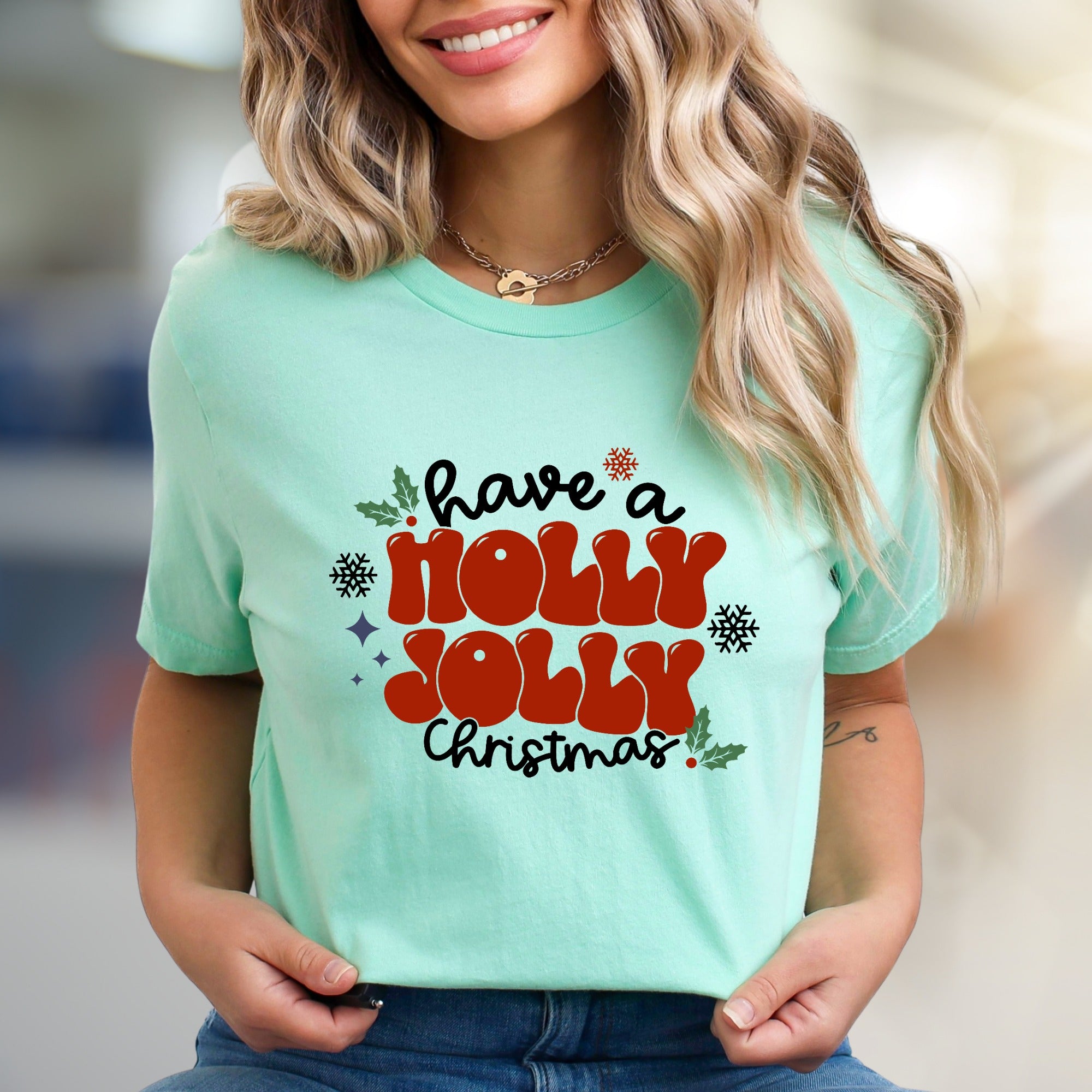 "Have a Holly Jolly Christmas" Retro Holiday Graphic Tee, a Festive Pick for Celebrate