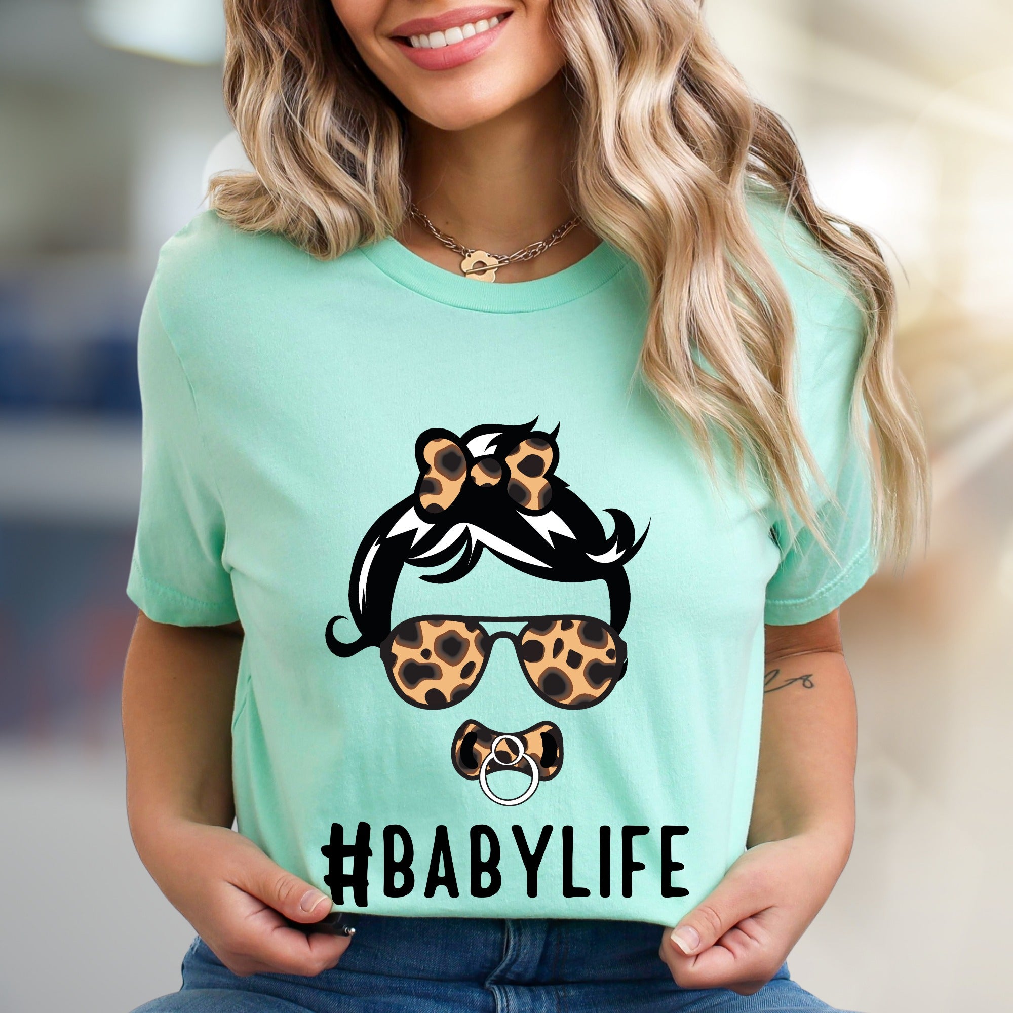 #BABYLIFE Leopard Mama Graphic Tee, a Trendy Mom Life Pick for New Parents