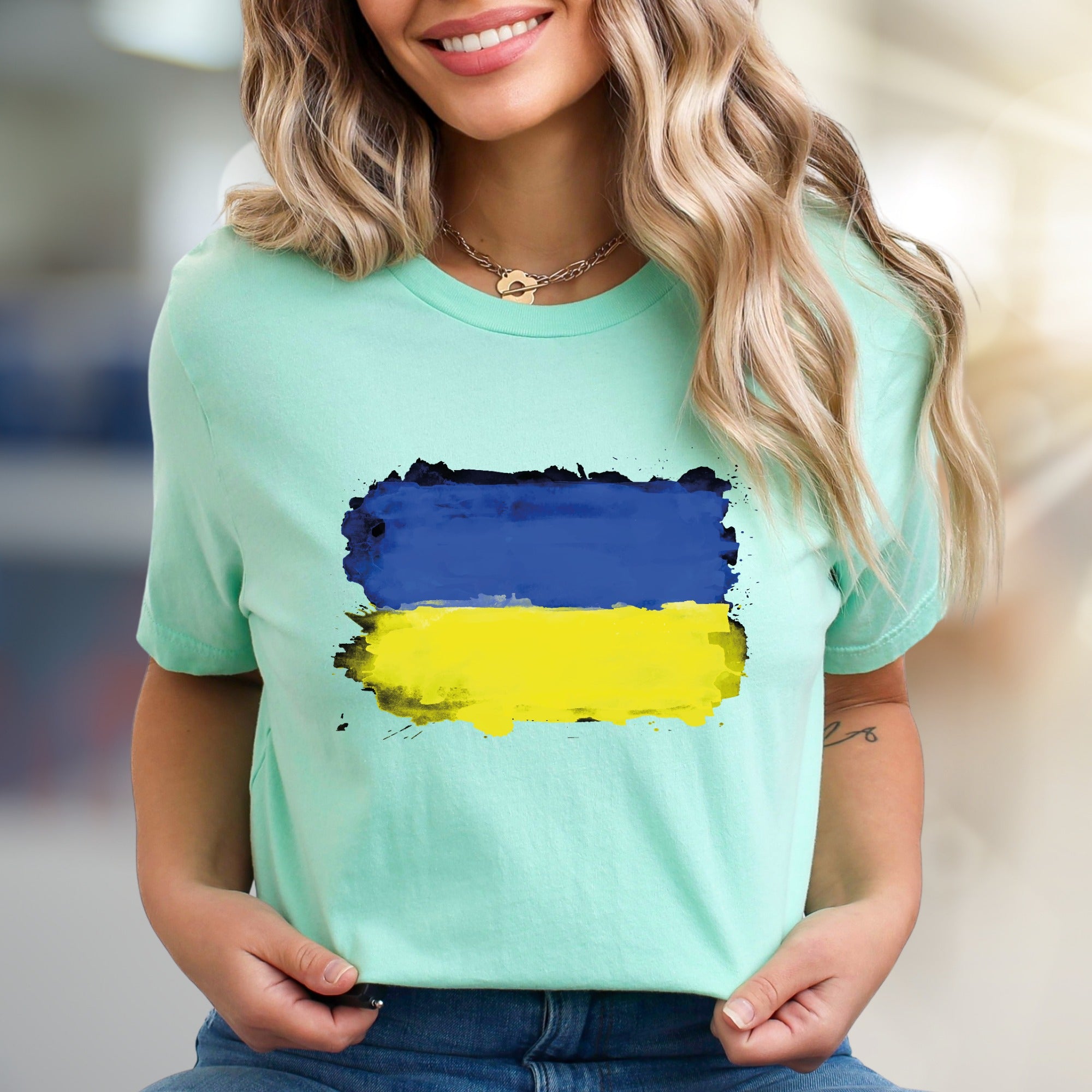 Abstract Ukraine Flag Graphic Tee, A Patriotic Statement for Supporters