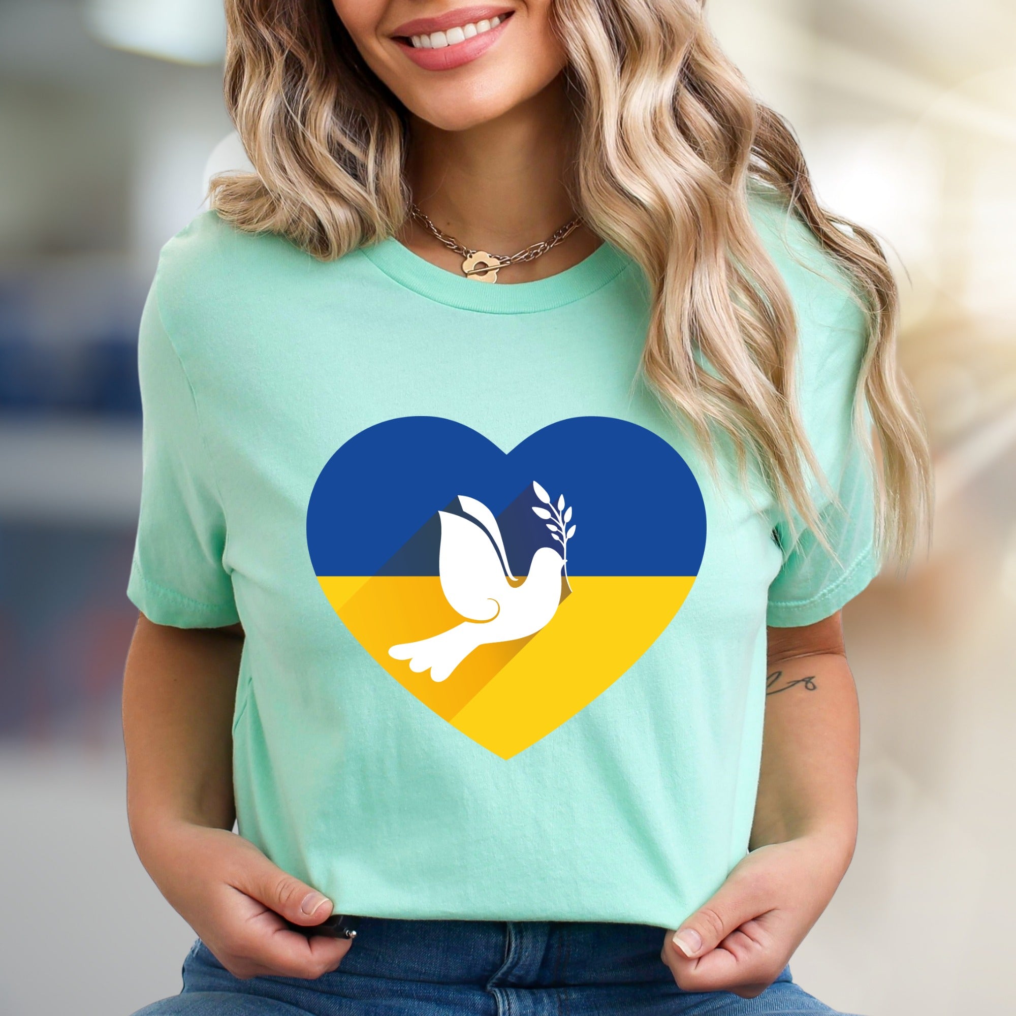 Heart Ukraine Flag Dove Tee, A Statement of Peace for Advocates