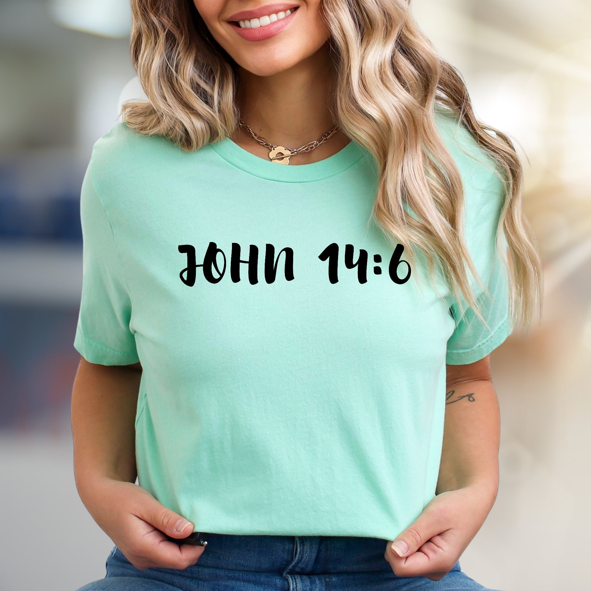 "John 14:6" Scriptural Graphic Tee, an Inspirational Pick for Believers