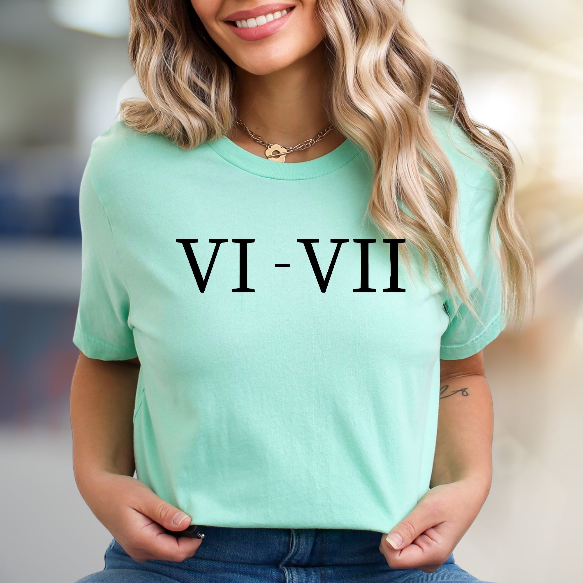 "VI-VII" Roman Numerals Graphic Tee, a Classic Pick for History Buffs