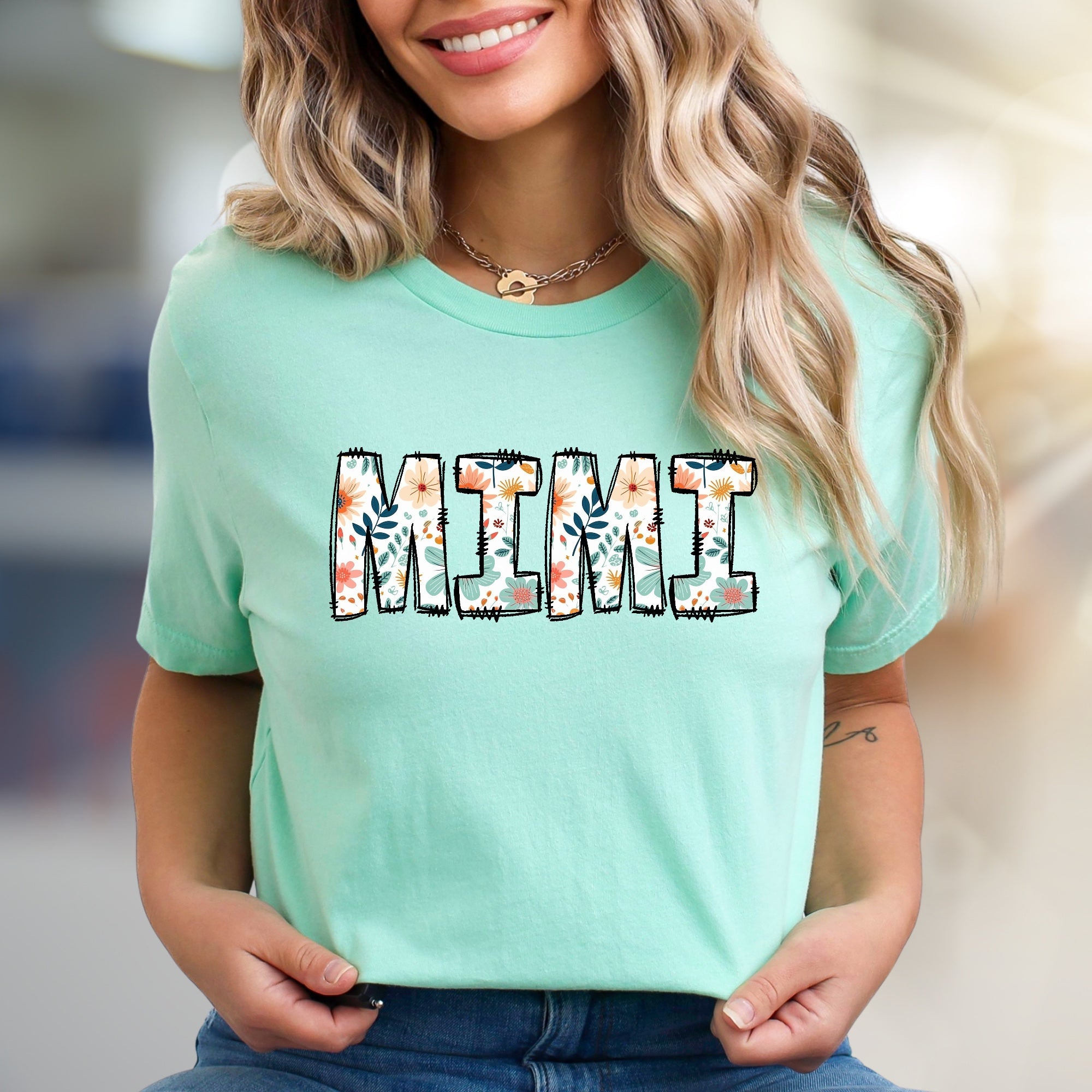 "MIMI" Floral Grandparent Graphic Tee, a Heartfelt Gift for Her